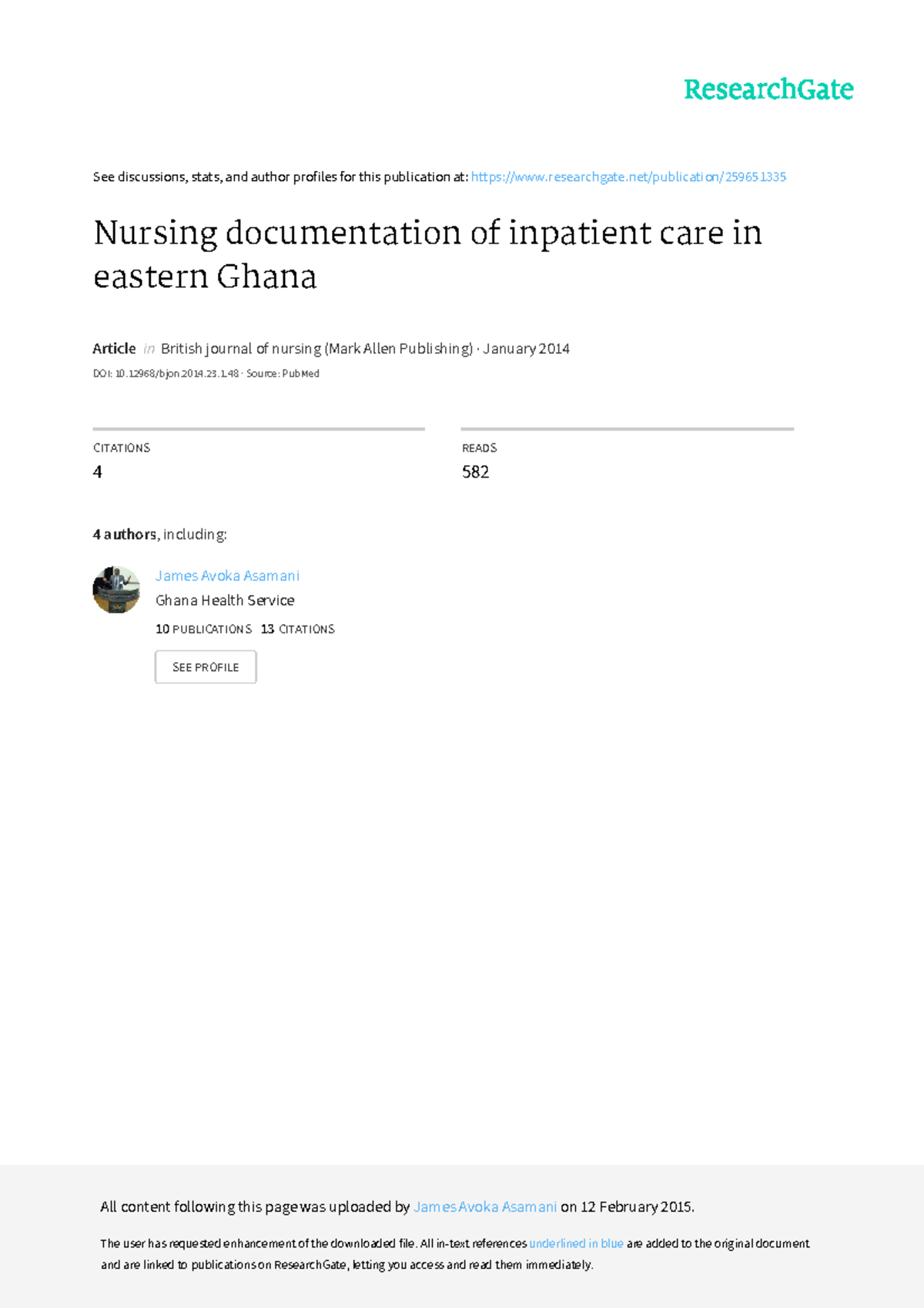 392654723 Journal Nursing Documentation See discussions, stats, and