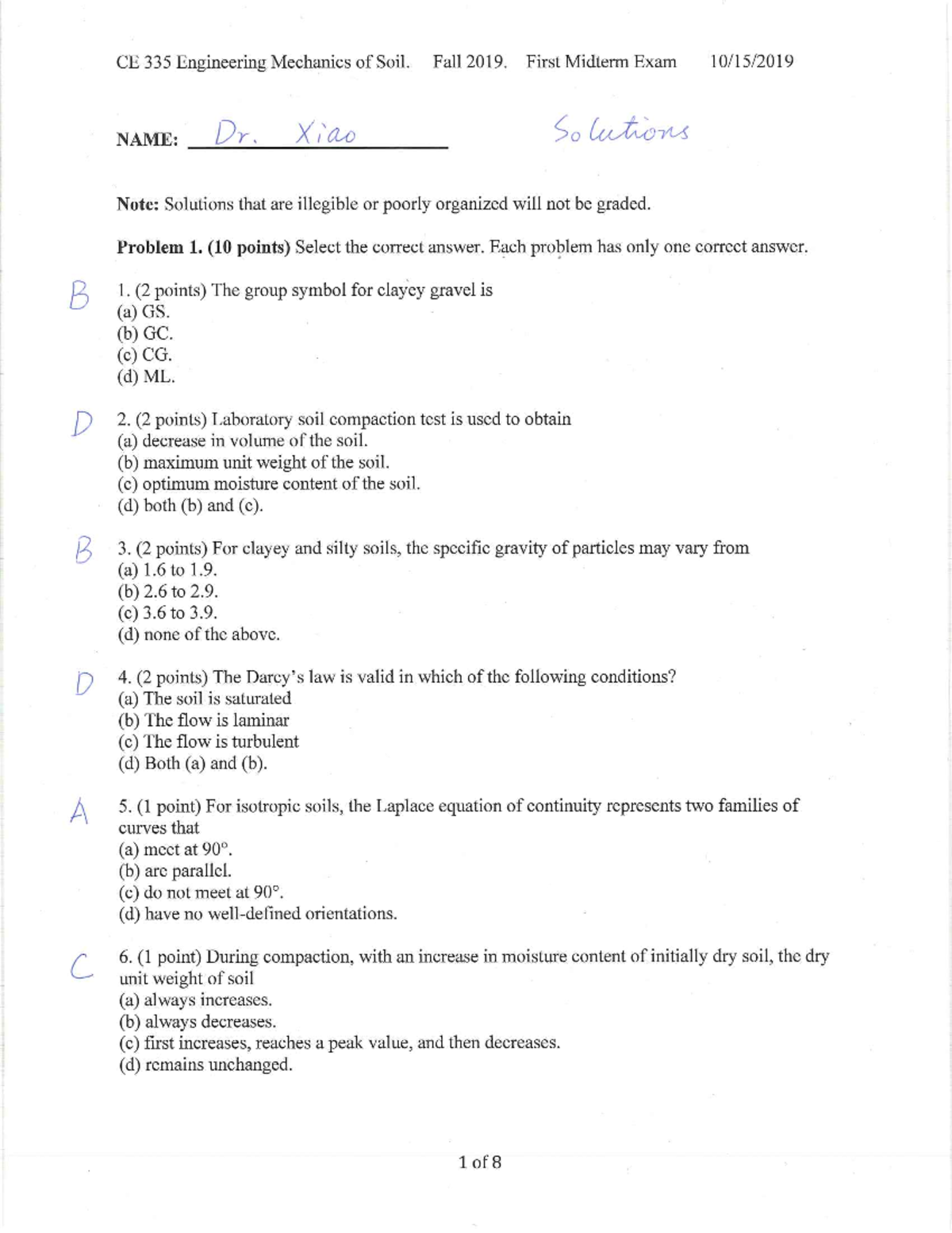 Midterm 1 Exam Solutions - C E 335 - Studocu