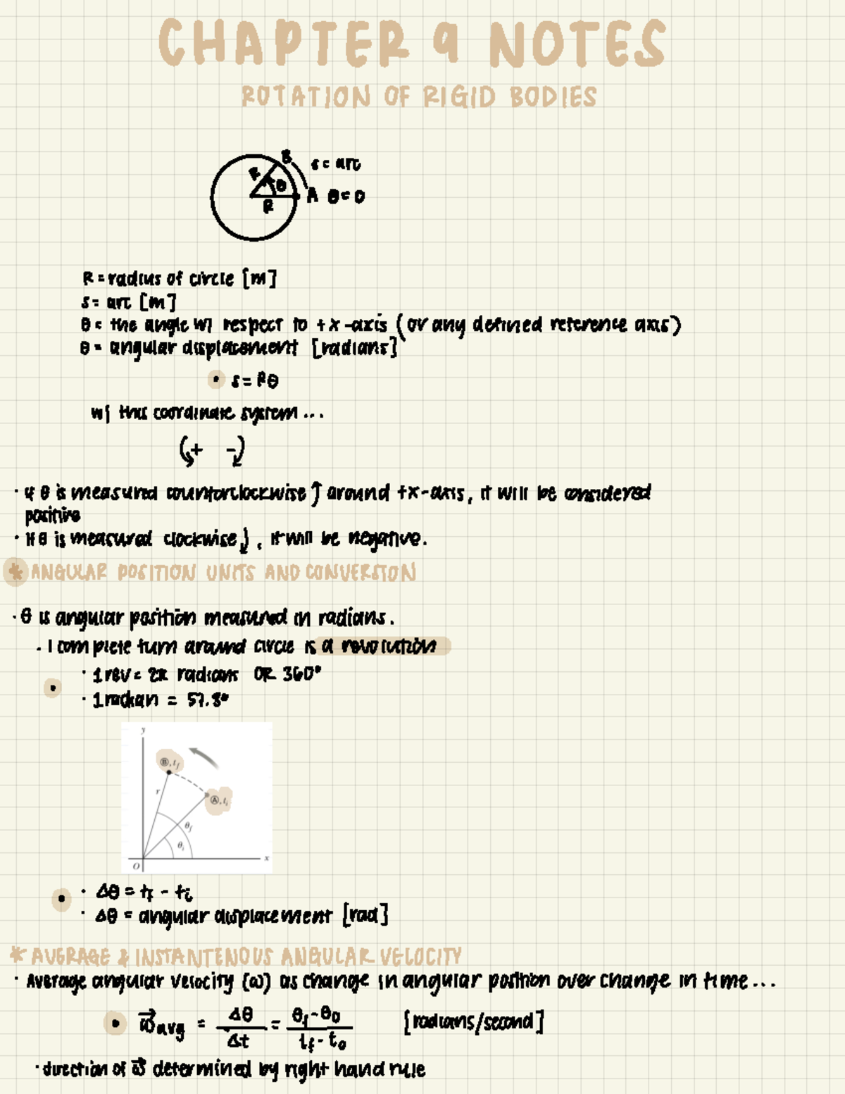 Chapter 9 Notes - PHYS 201 - CHAPTER 9 NOTES ROTATION OF RIGID BODIES ...