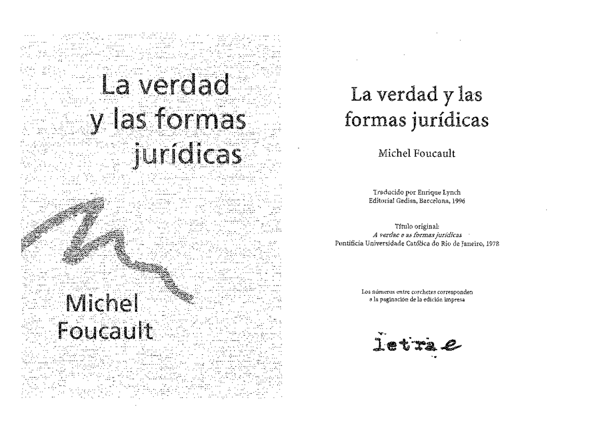 Foucault La verdad y las formas juridicas - Sociologia - Studocu