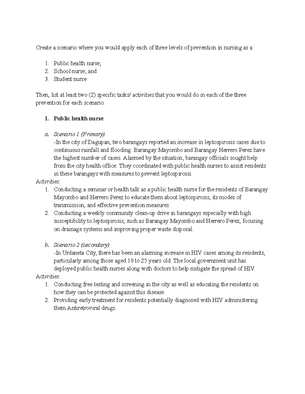 Micropara lab primary, secondary and tertiary prevention - Create a ...