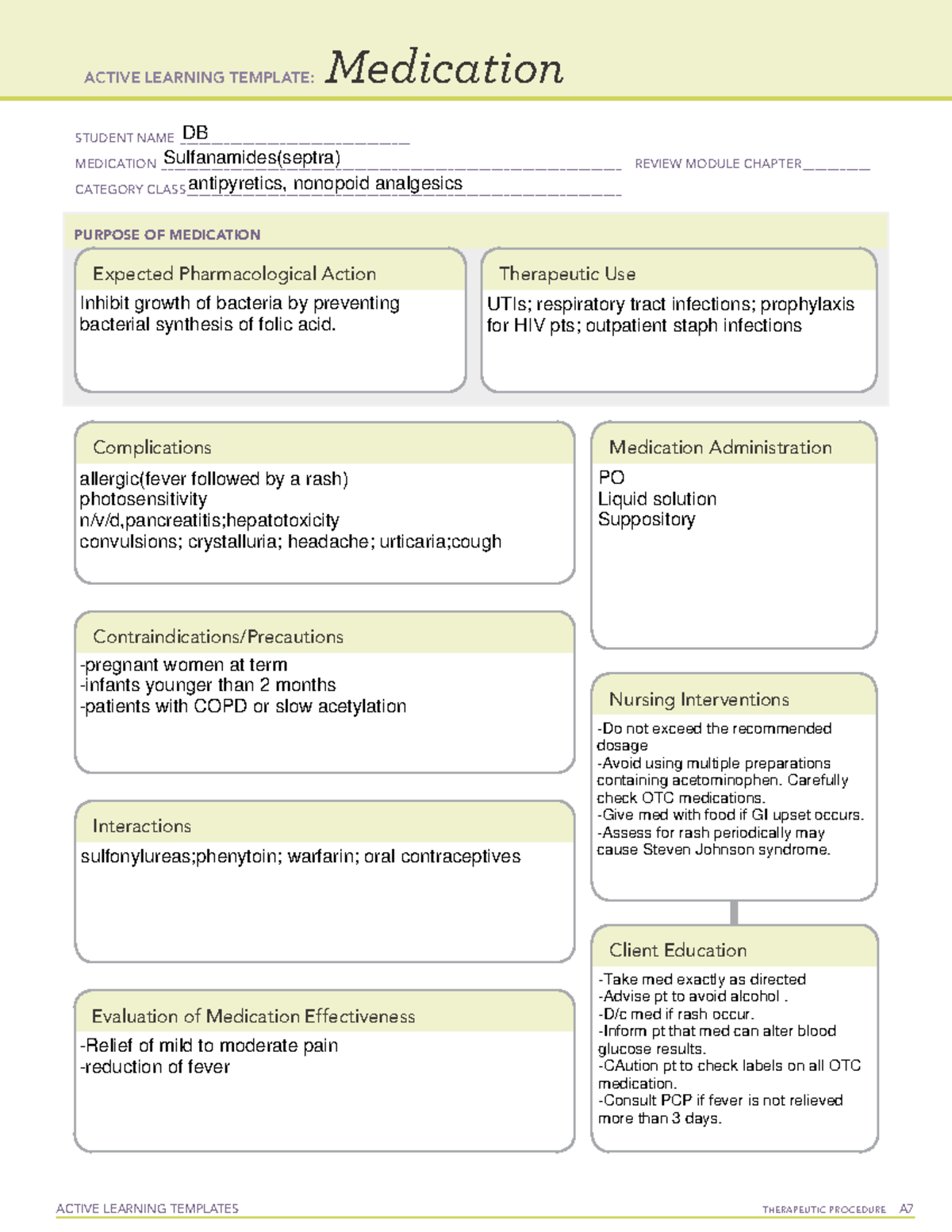 Acetaminophen week 3 drug card - NUR 241 - Greenville Tech - Studocu