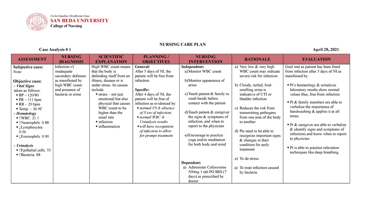 nursing analysis in ncp