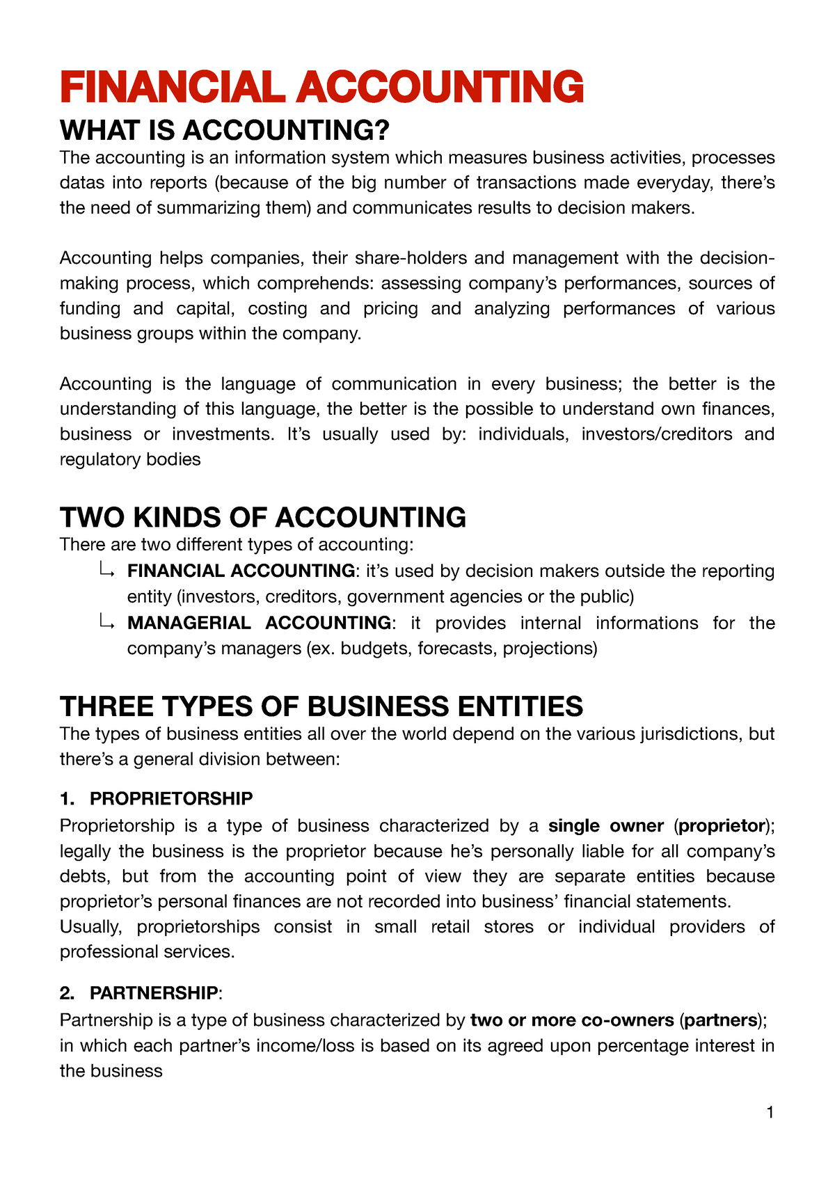 Financial Accounting PDF - FINANCIAL ACCOUNTING WHAT IS ACCOUNTING? The ...