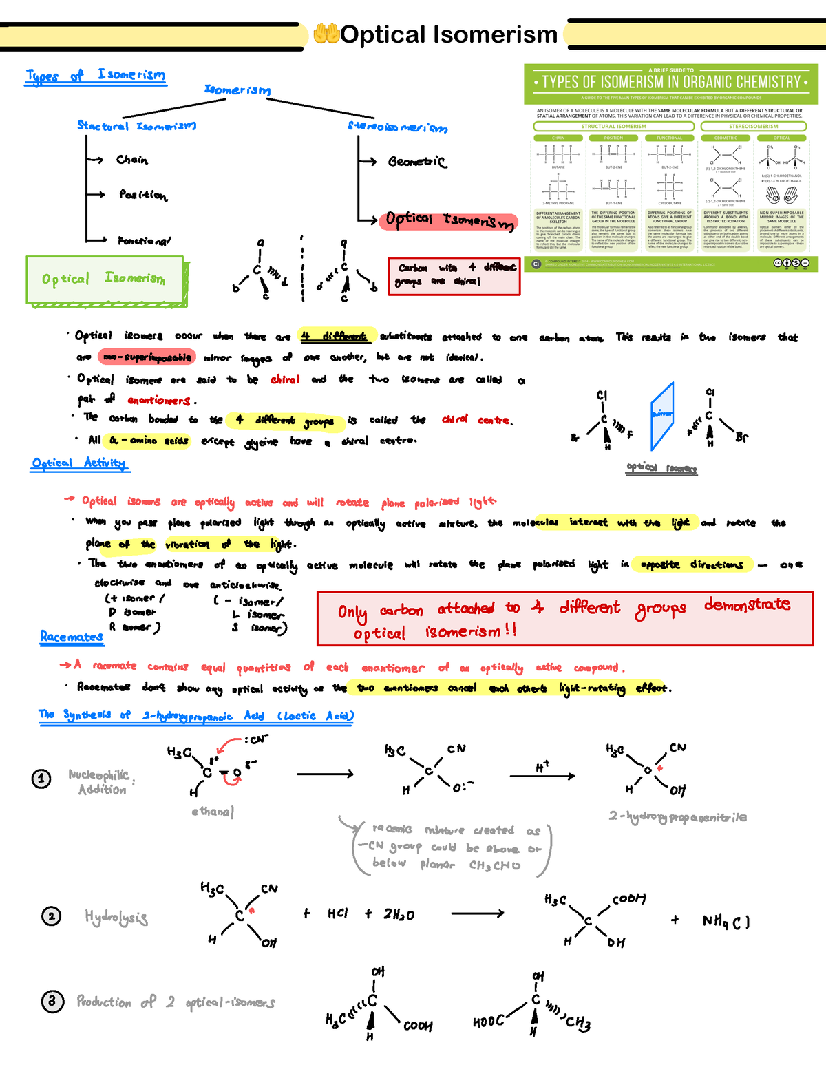 Optical Isomerism Notes - 🤲 Optical Isomerism Types Of Isomerism ...