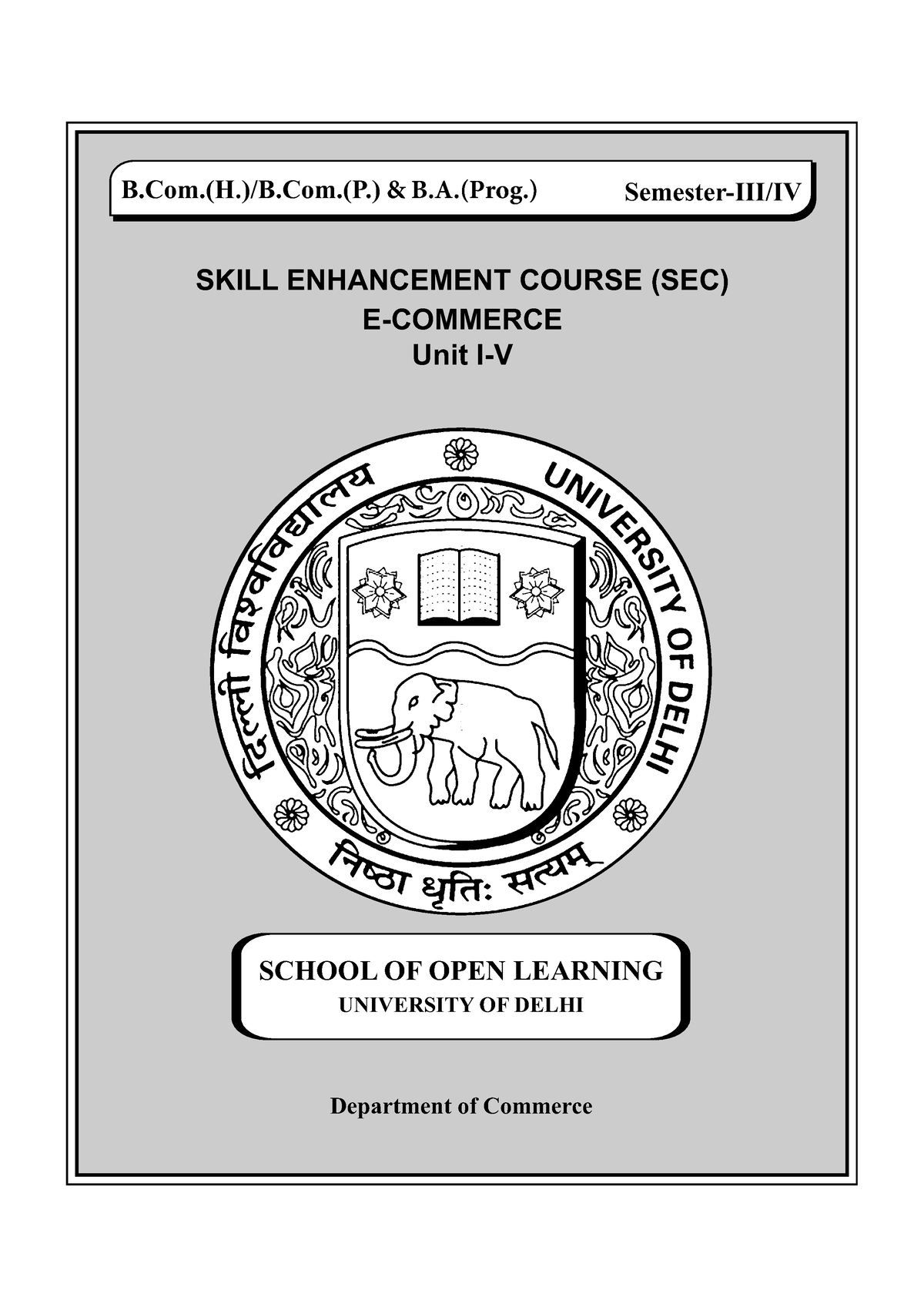 SEC - E-Commerce - B.(H.)/B.(P.) & B.(Prog.) SKILL ENHANCEMENT COURSE ...