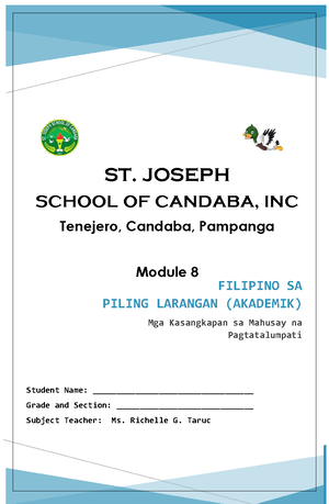 Module-2 Filipino SA Piling Larang - FILIPINO SA PILING LARANGAN ...