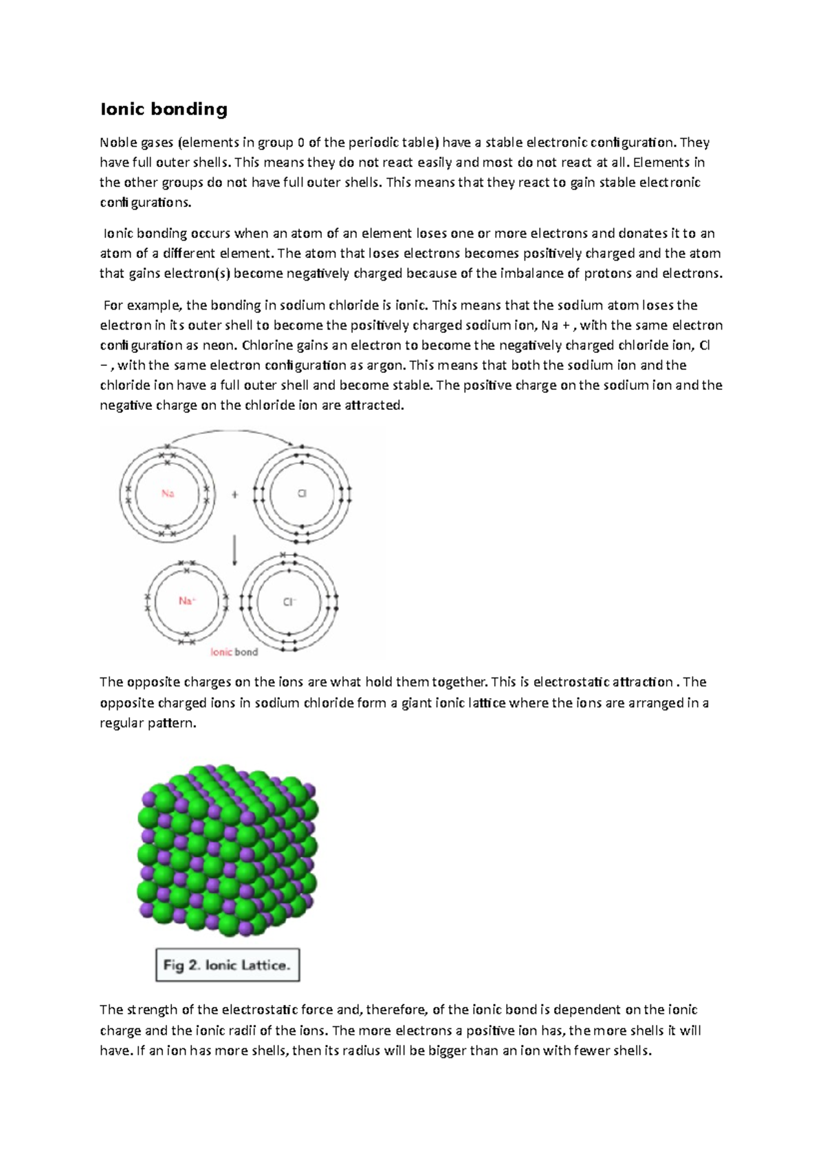 Ionic Bonding Unit 1 Notes - Ionic Bonding Noble Gases (elements In ...