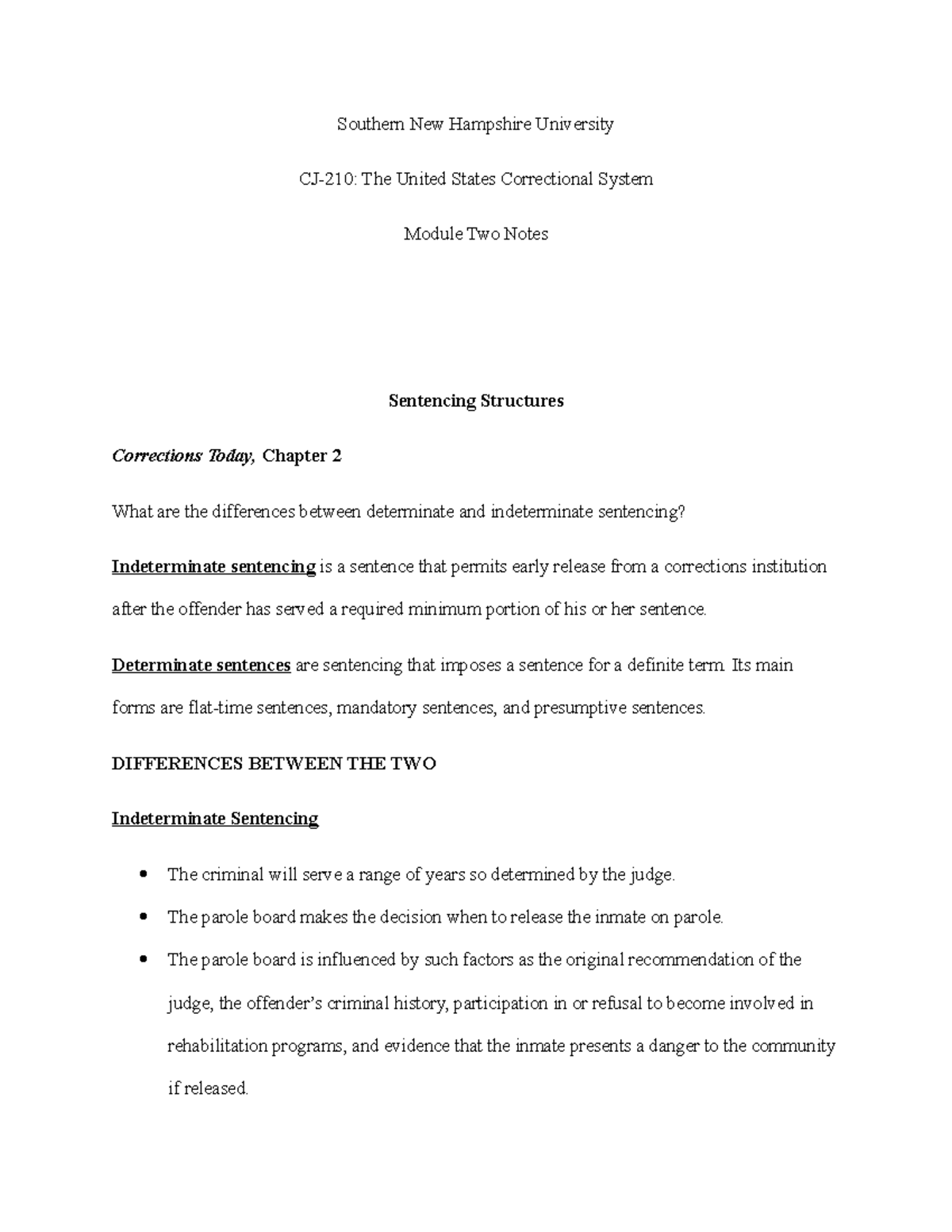 CJ 210 Module 2 Notes - Southern New Hampshire University CJ-210: The ...