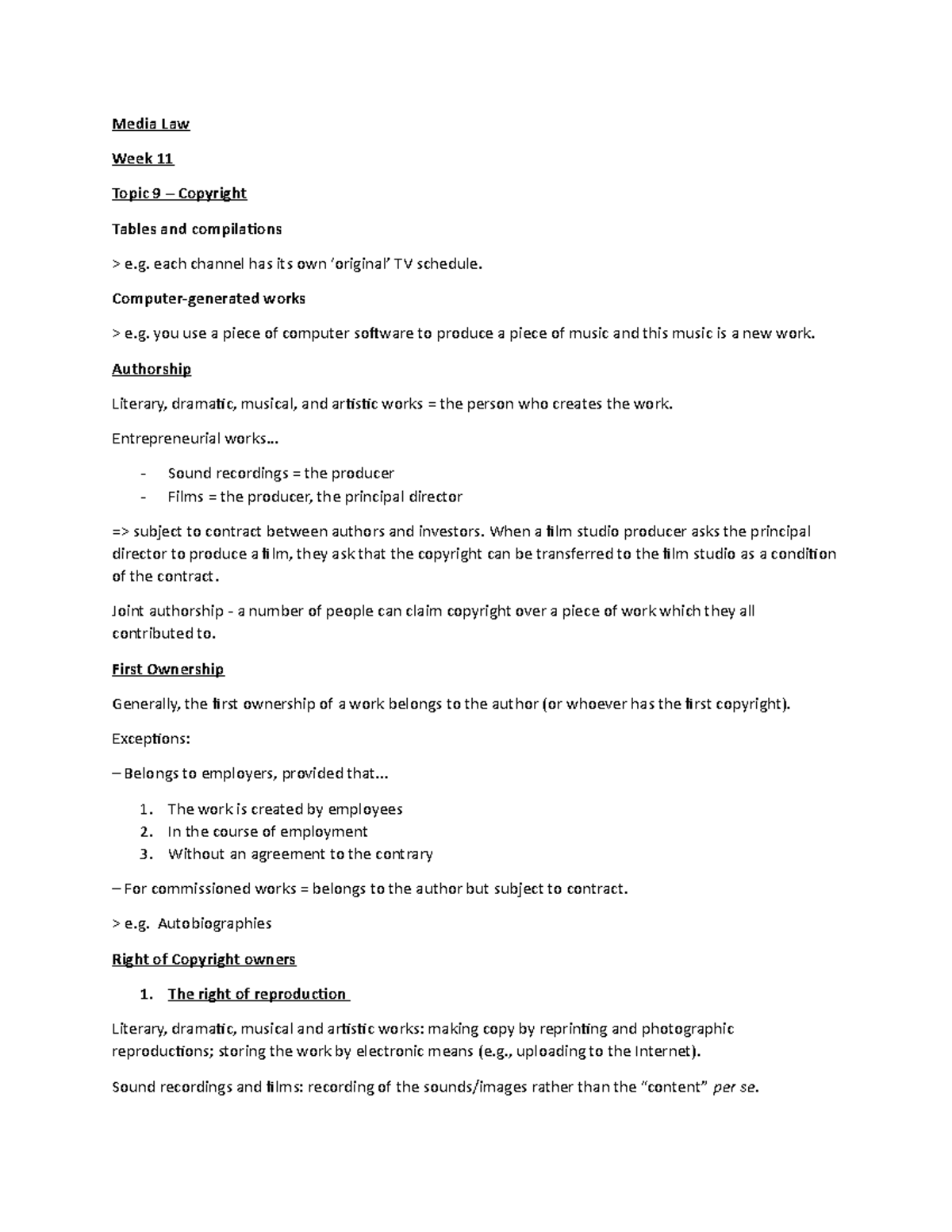 Topic 9 - PART 3 - Lecture notes 9.3 - Media Law Week 11 Topic 9 ...