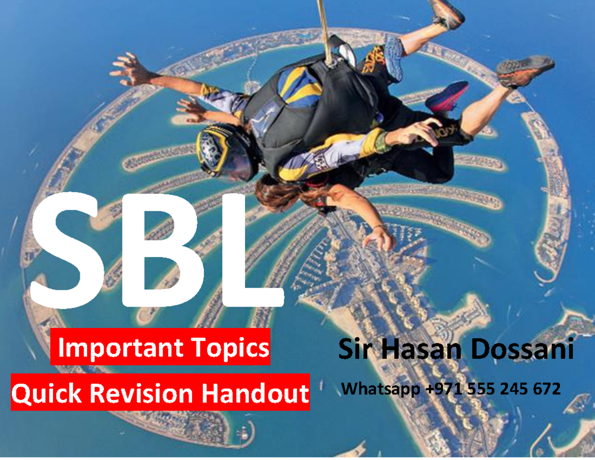 SBL Important Topics Handout Sir Hasan Dossani 5 - SBL Important Topics ...