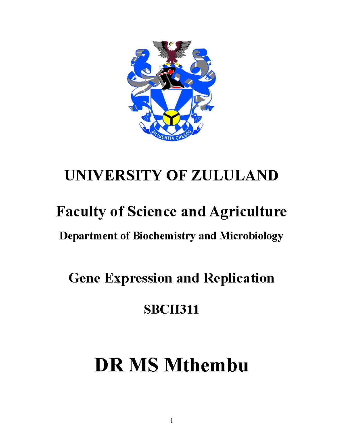 4BCH311 - Gene Expression full guide - UNIVERSITY OF ZULULAND Faculty ...