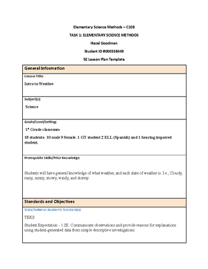 Science methods - Passed lesson plan. - 5E Lesson Plan Template General ...