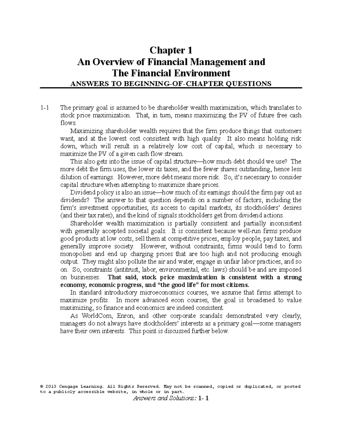 IFM11 SM Ch01 - What is Finance - Chapter 1 An Overview of Financial ...