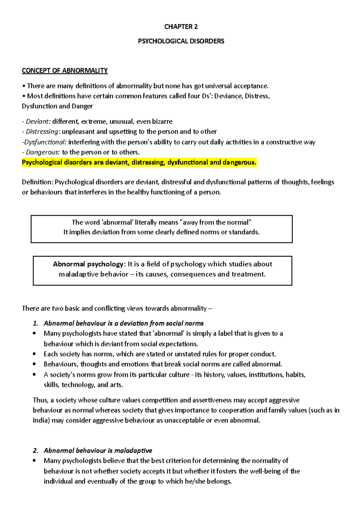 Chapter 4 - Introduction - CHAPTER 2 PSYCHOLOGICAL DISORDERS CONCEPT OF ...