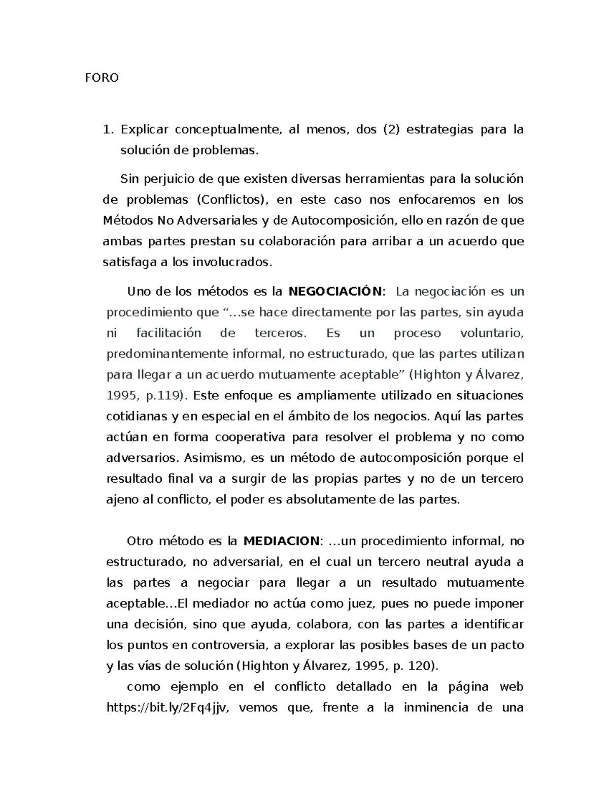 Foro 2 de Mediacion - primera parte de Foro 2 - FORO Explicar ...