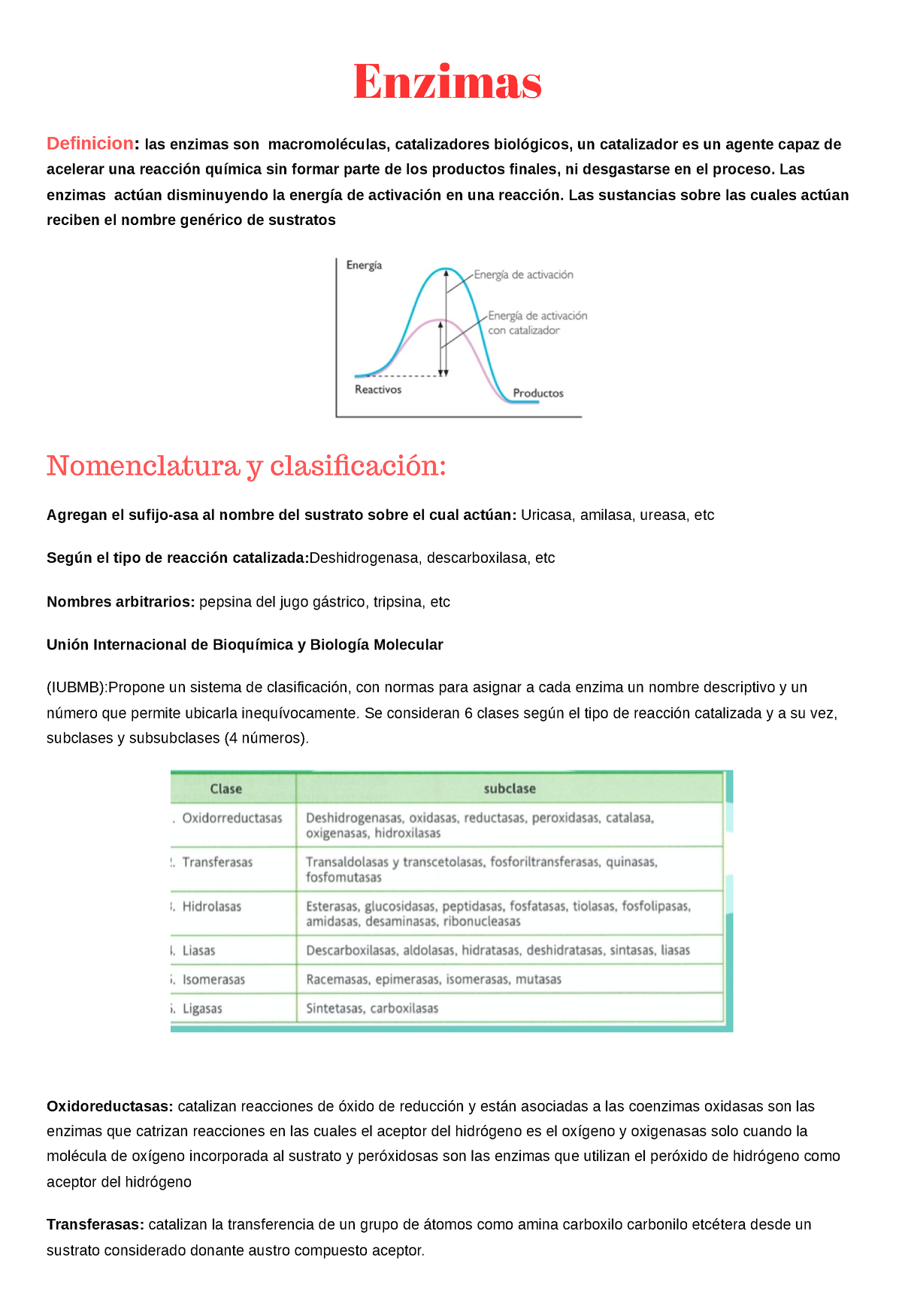 Enzimas Apuntes Clase Libro Quimica Biologica Biological