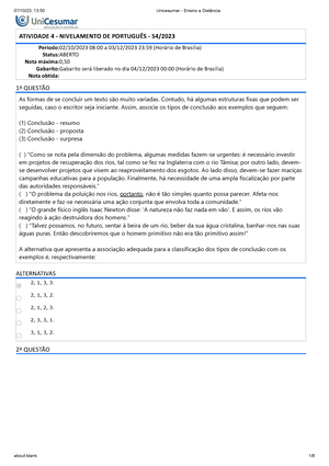 Atividade 1 - Nivelamento DE Português - 542023 - ATIVIDADE 1 ...