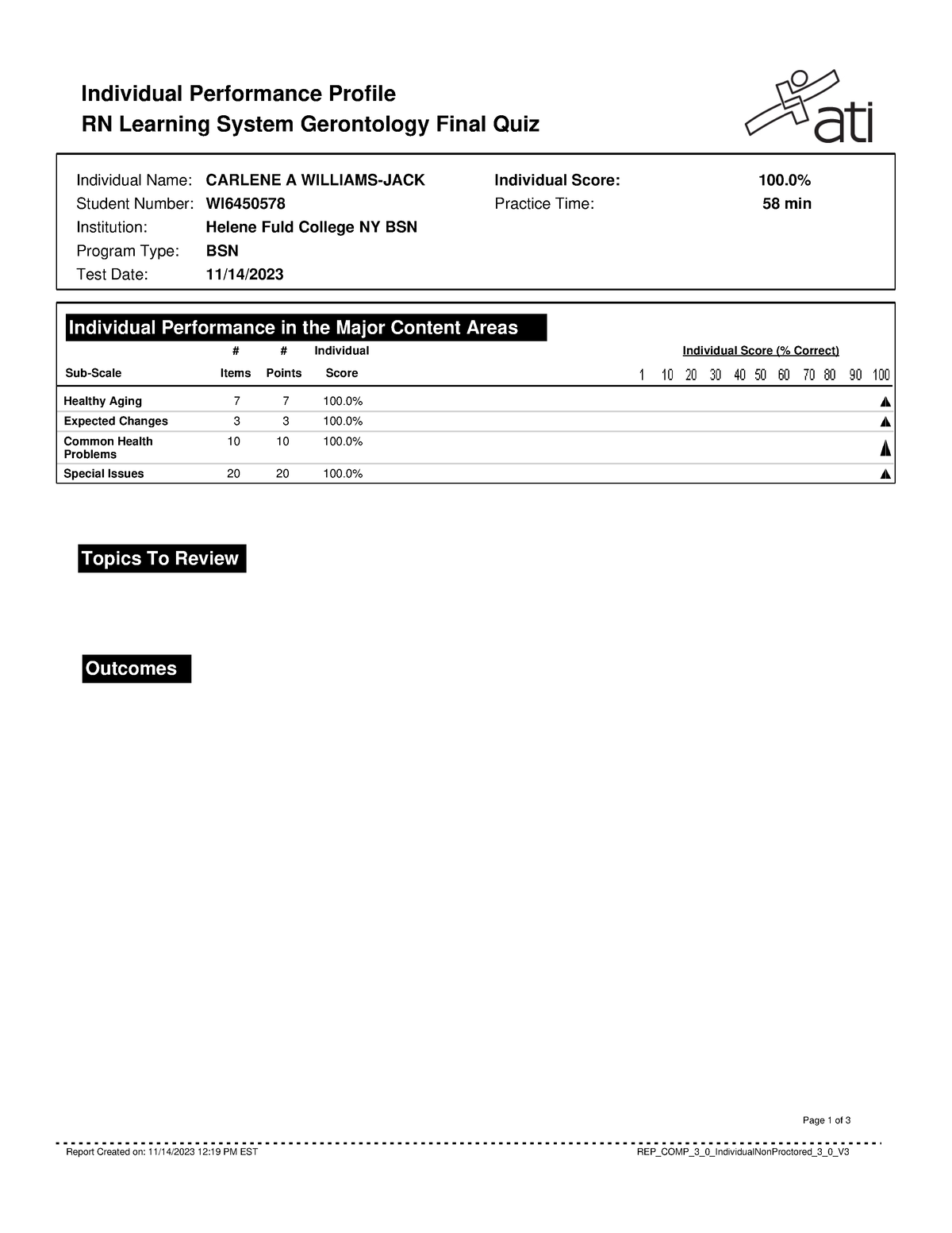 Genrotology Quiz - GENRONTOLOGY - Individual Performance Profile RN ...