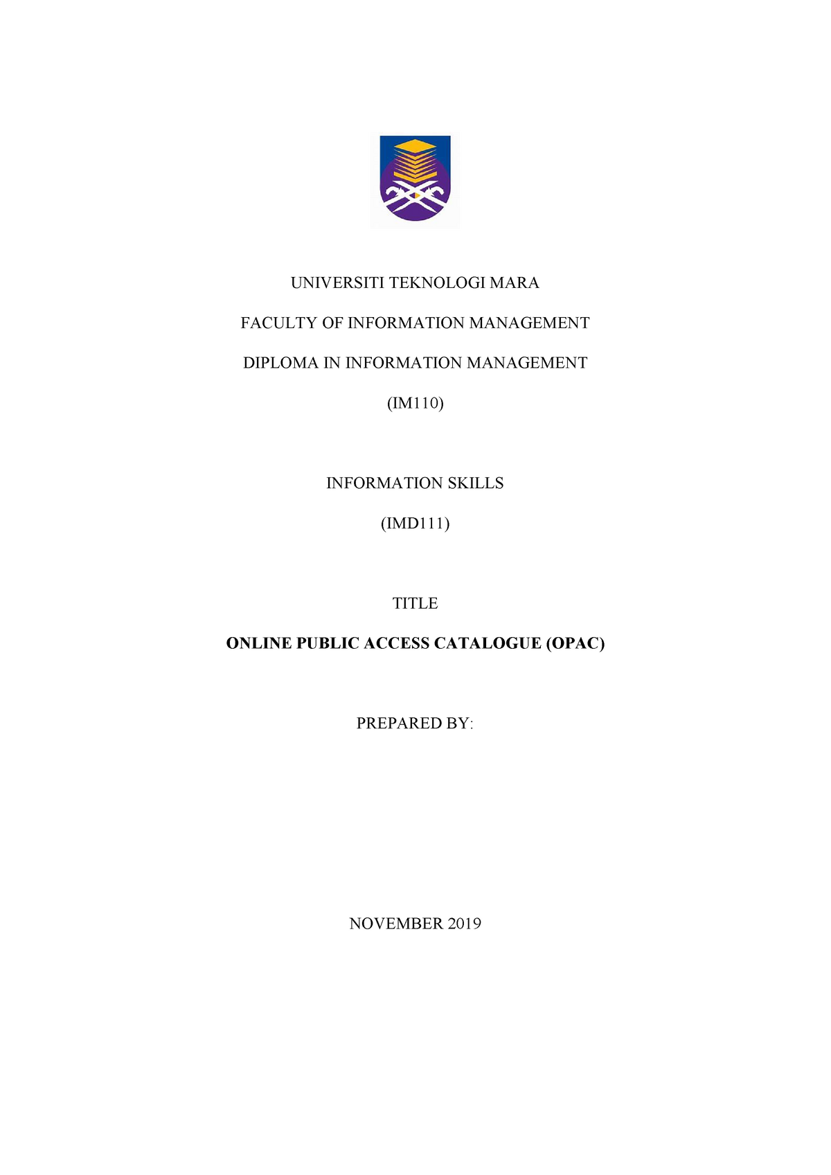 contoh assignment opac uitm