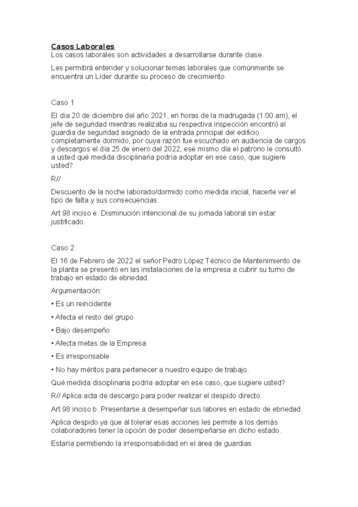 Casos Laborales - Casos Laborales Los Casos Laborales Son Actividades A ...