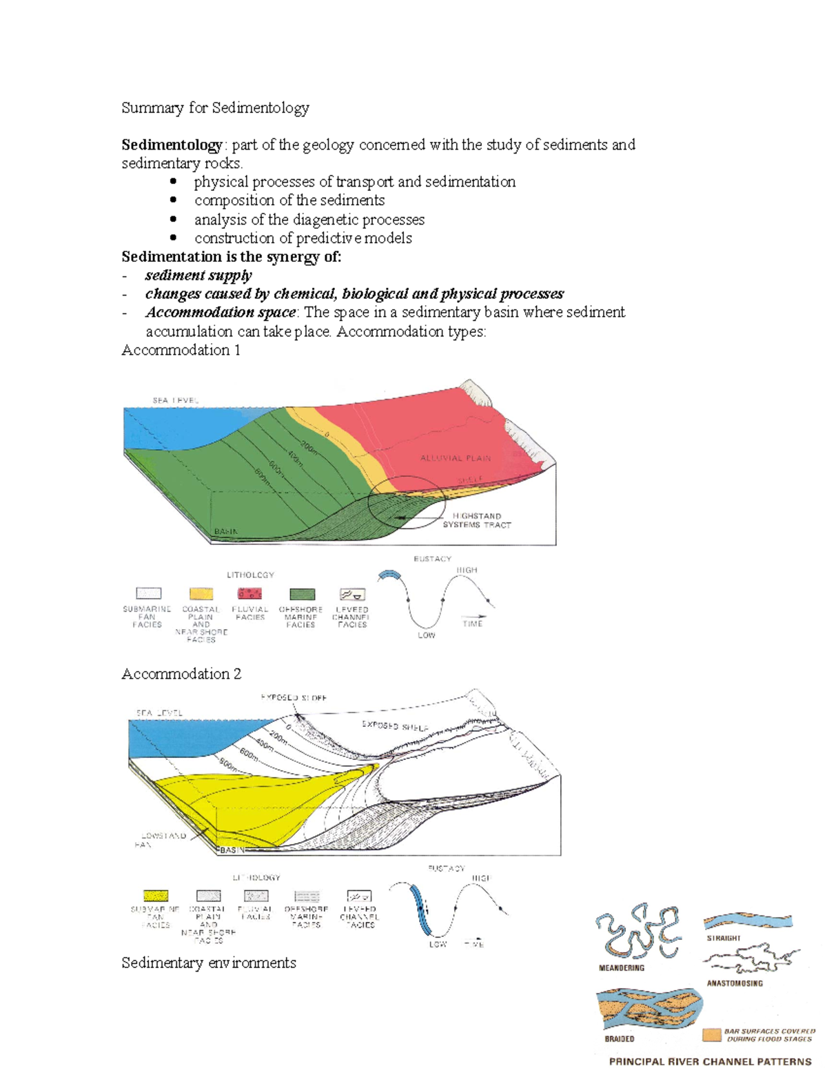 Sedimentologie - Samenvatting - II - Summary for Sedimentology Sedimentology: part of the ...