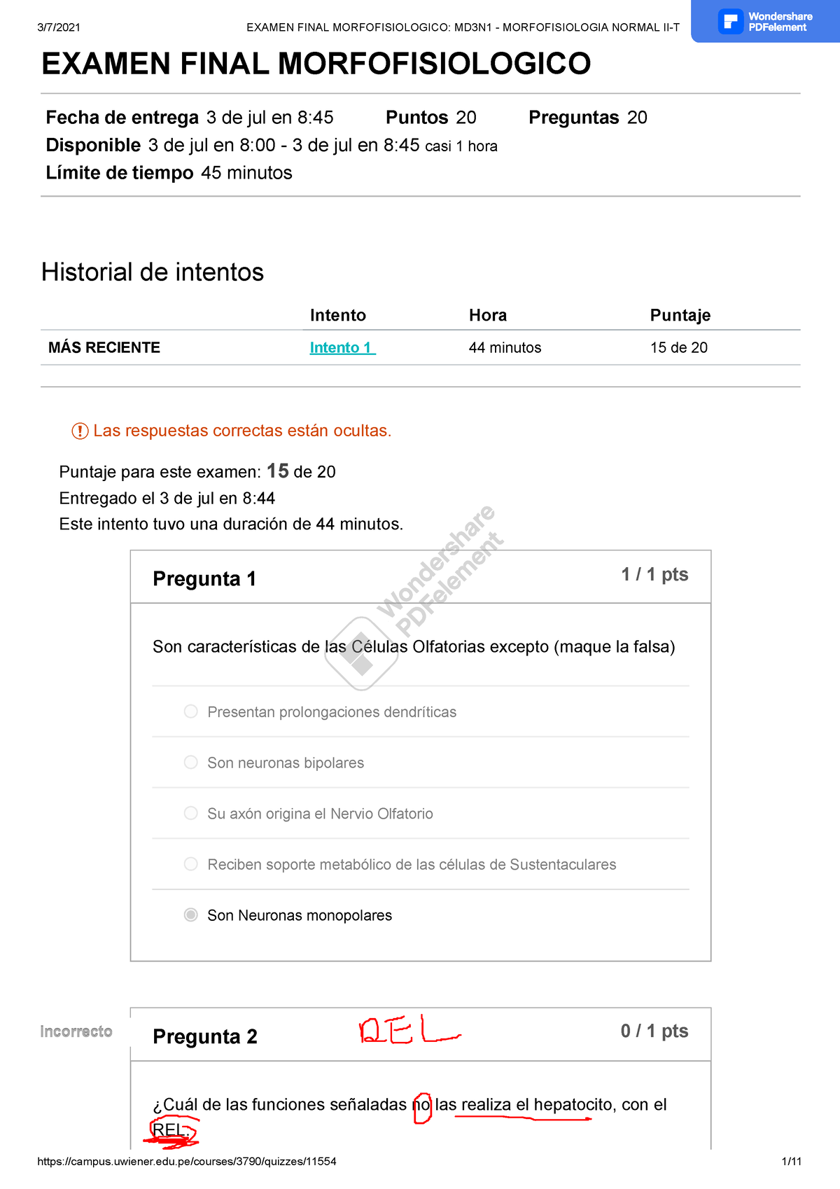 Examen Final DE Histologia- Morfofisiologia Normal II-T-Copiar - EXAMEN ...