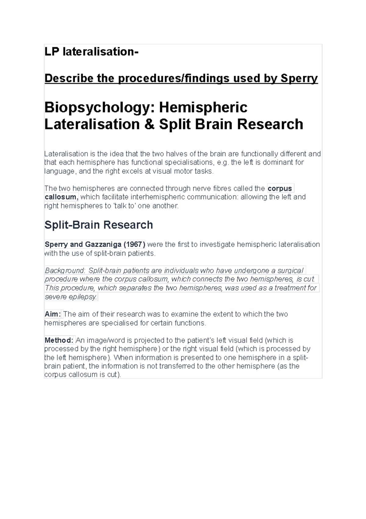 lp-lateralisation-lp-lateralisation-describe-the-procedures-findings