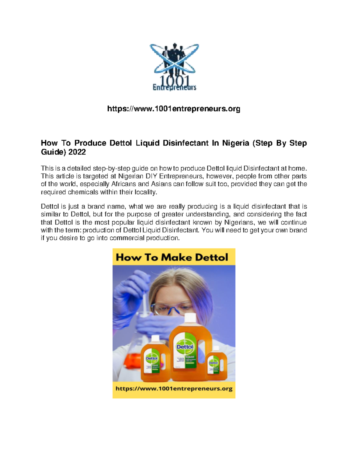 HOWTOMAKE Dettol DisinfectantATHOME (1) (1) 1001entrepreneurs