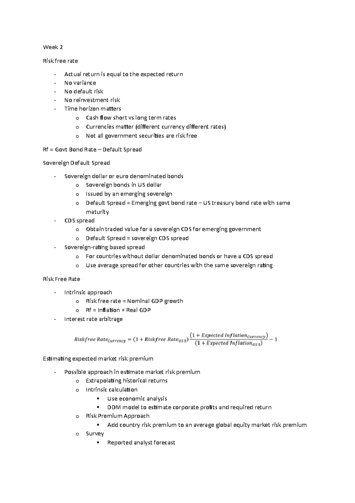 mid-semester-summary-topic-1-to-4-week-2-risk-free-rate-actual-return