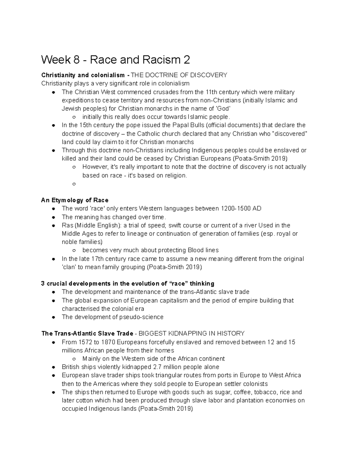 ABST week 8 -2 - lecture notes - Week 8 - Race and Racism 2 ...