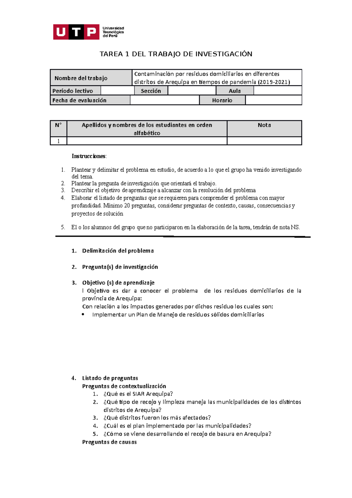 DEL Trabajo DE Investigación - TAREA 1 DEL TRABAJO DE INVESTIGACIÓN ...