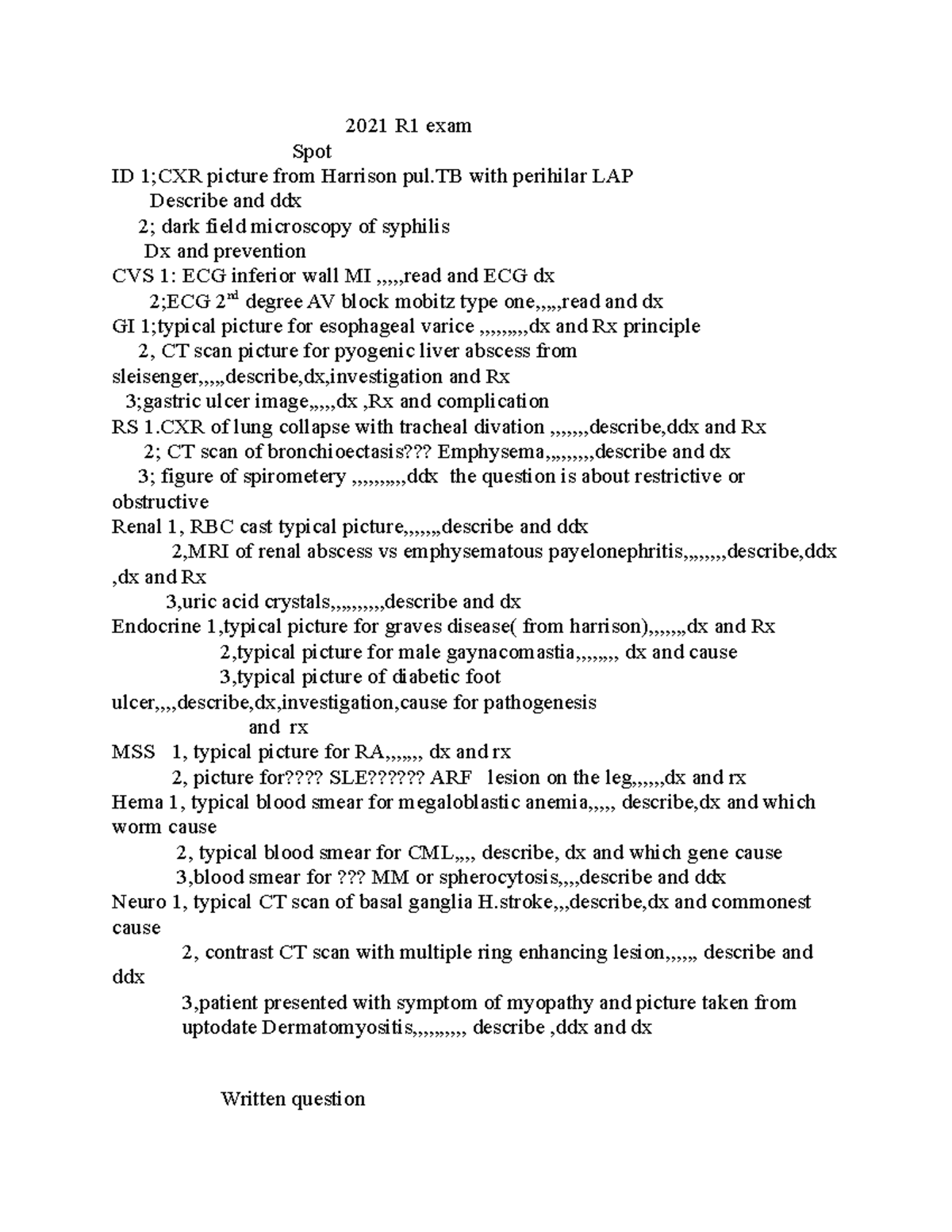 2021R - 2021 R1 exam Spot ID 1;CXR picture from Harrison pul with ...