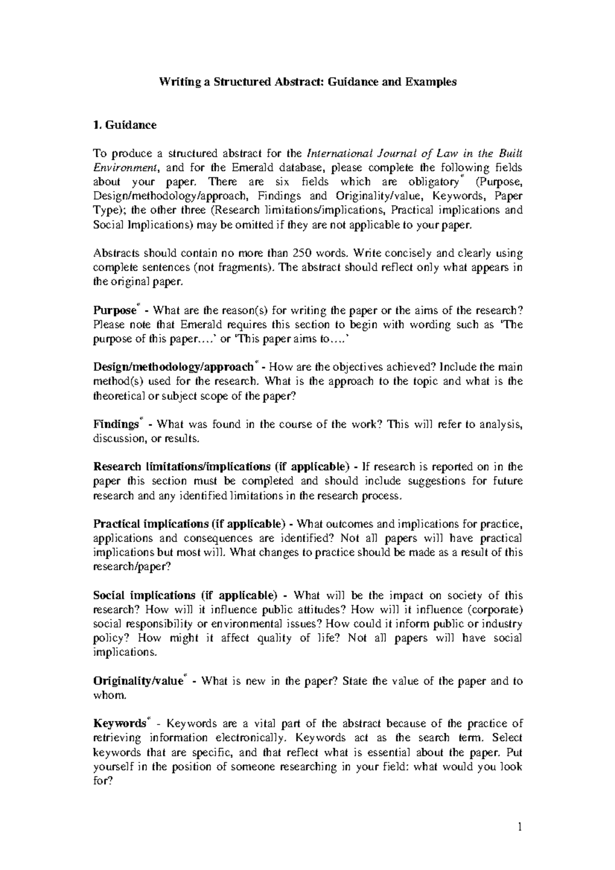 Abstracts(Guidance-&-Examples) - 1 Writing a Structured Abstract ...