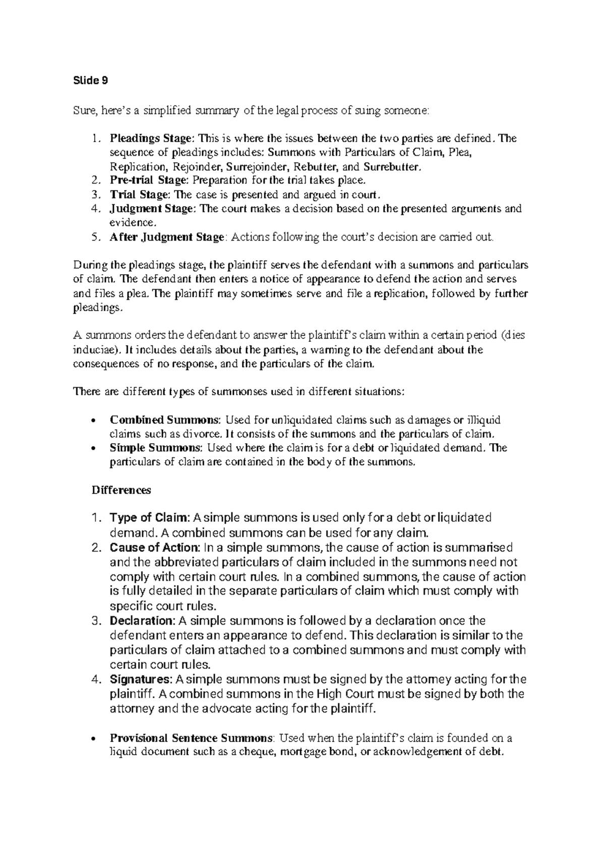 Summary - notes - Slide 9 Sure, here’s a simplified summary of the ...