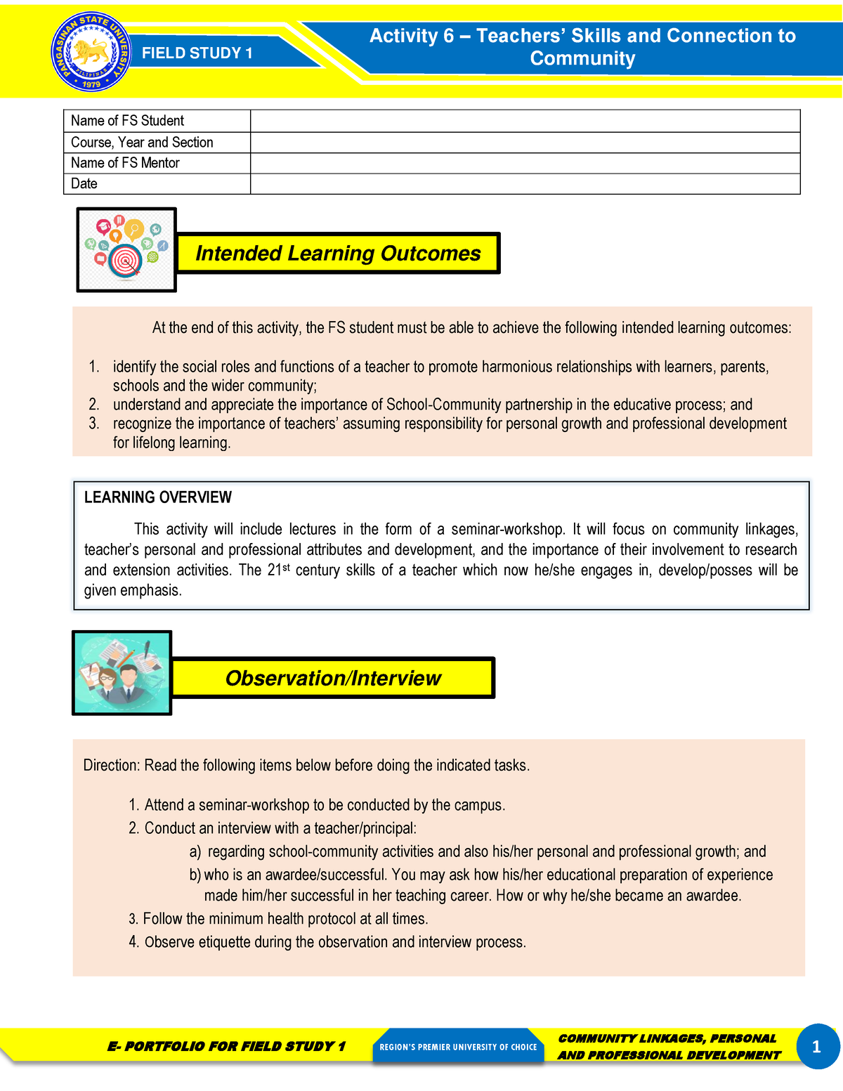 FS1-Activity-6 - I Hope It Can Help - FIELD STUDY 1 Community 1 E ...