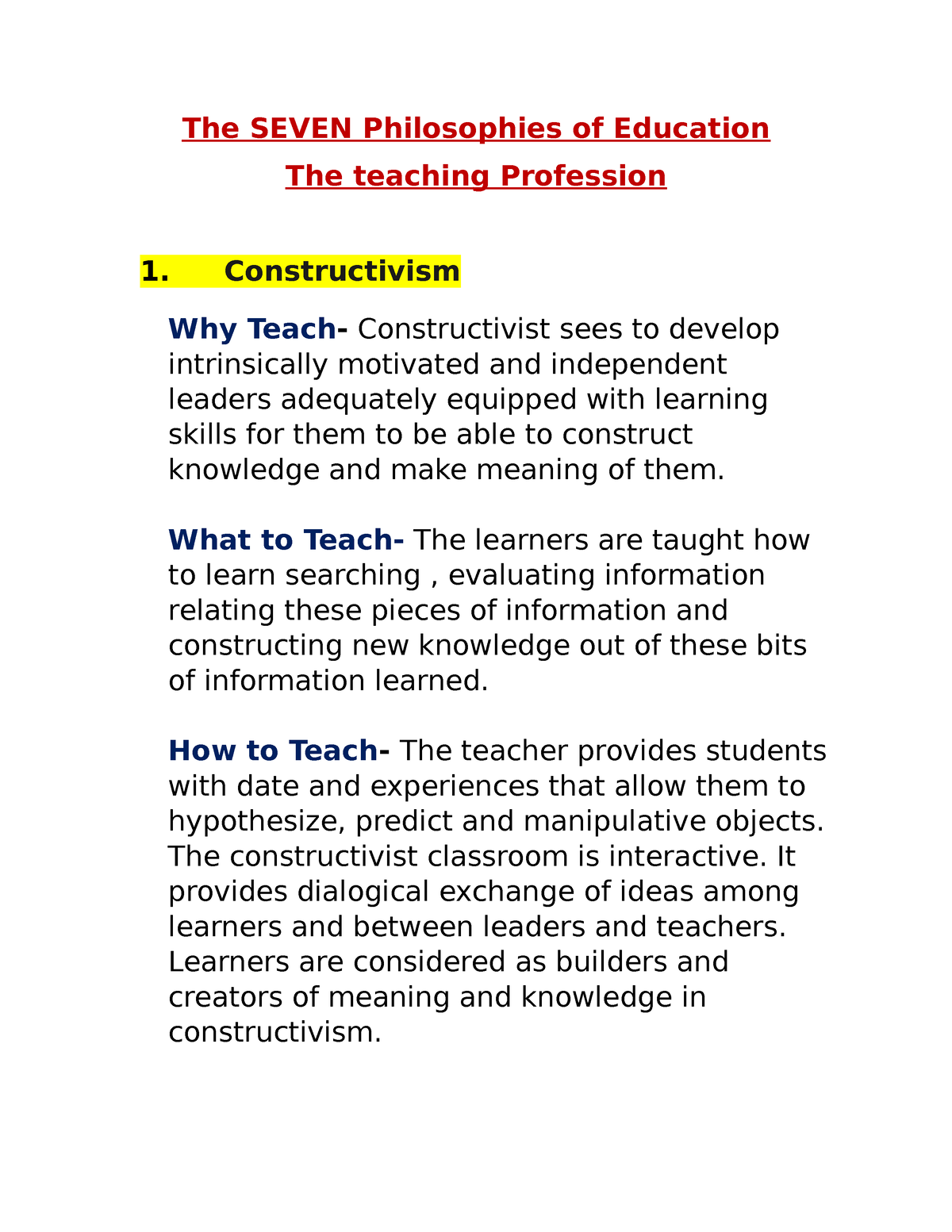 teaching-profession-seven-philosophies-of-education-the-seven