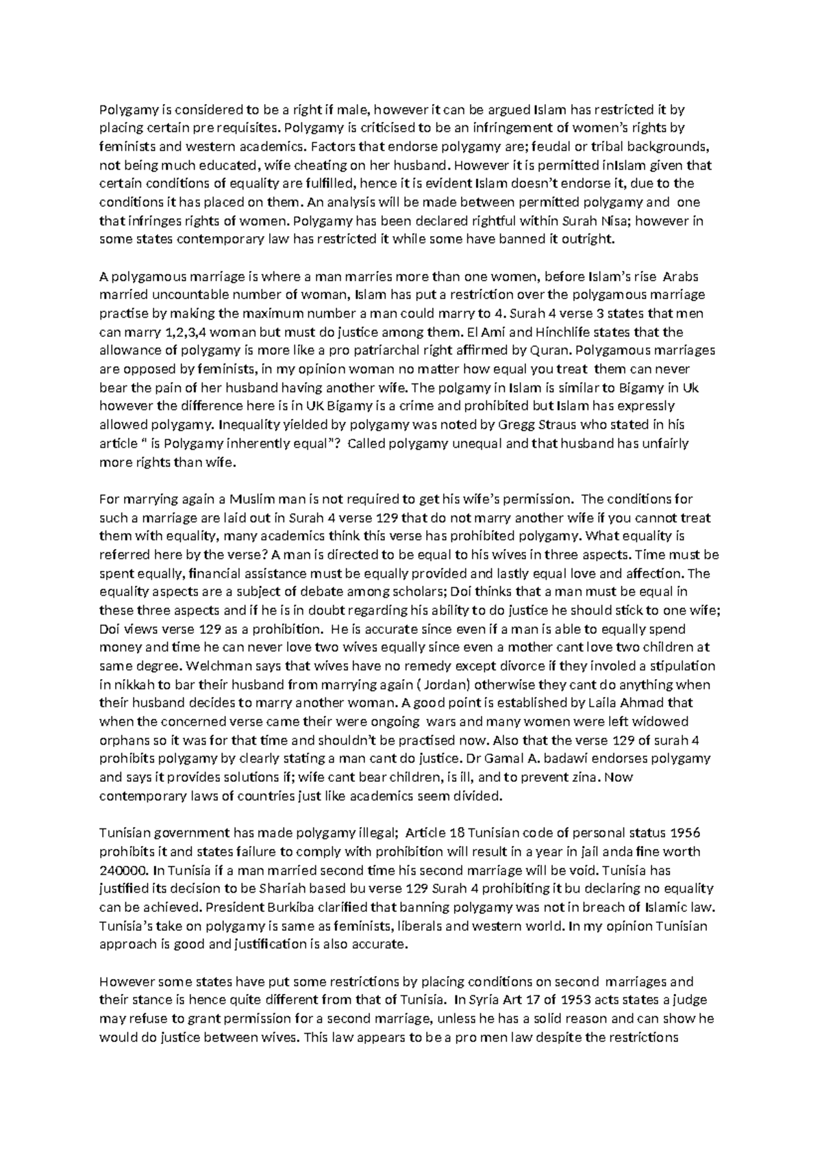 civil law latest essay - Polygamy is considered to be a right if male ...