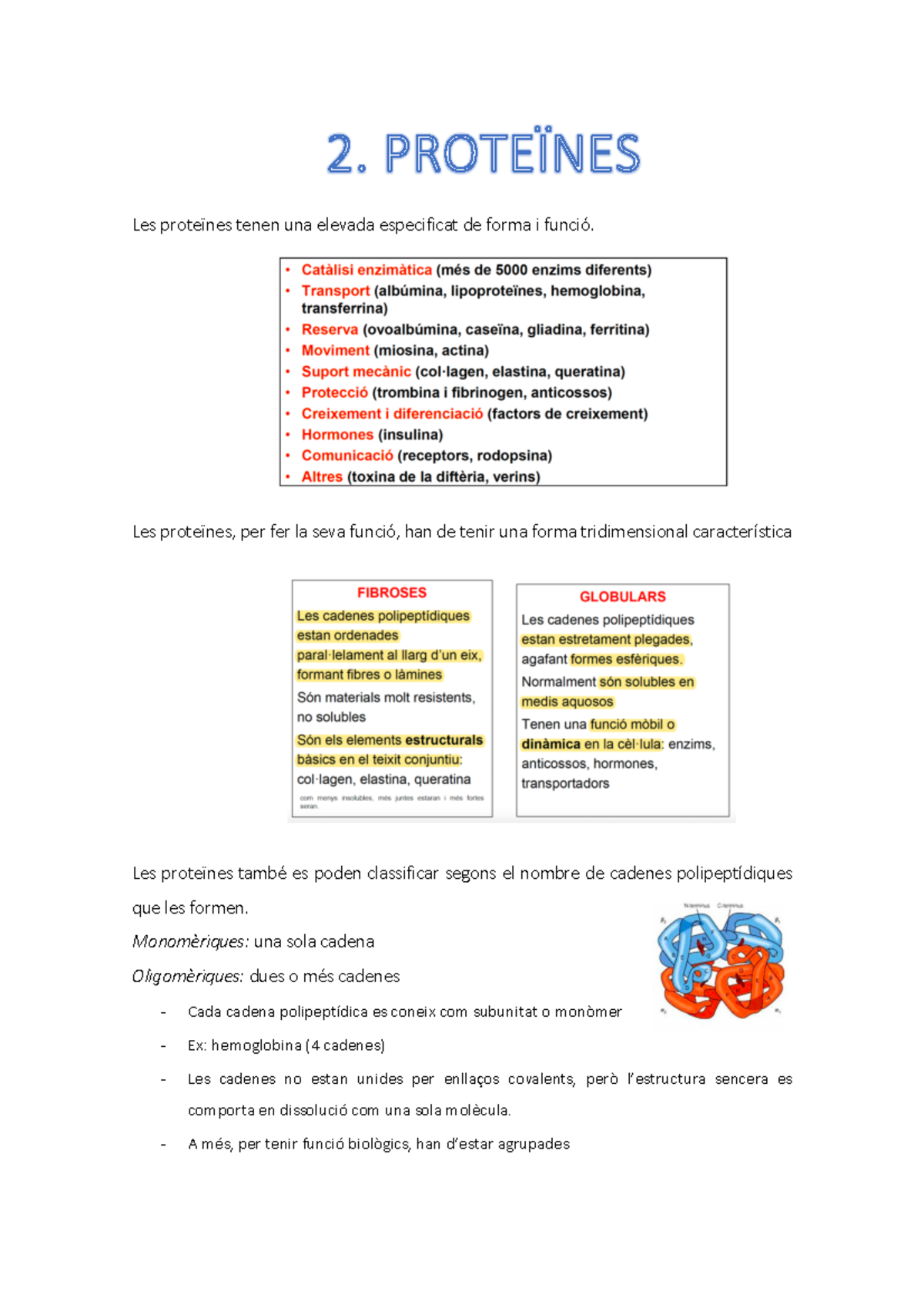 Apunts Proteïnes - Apuntes Del Tema De Proteínas De Biología; Se ...