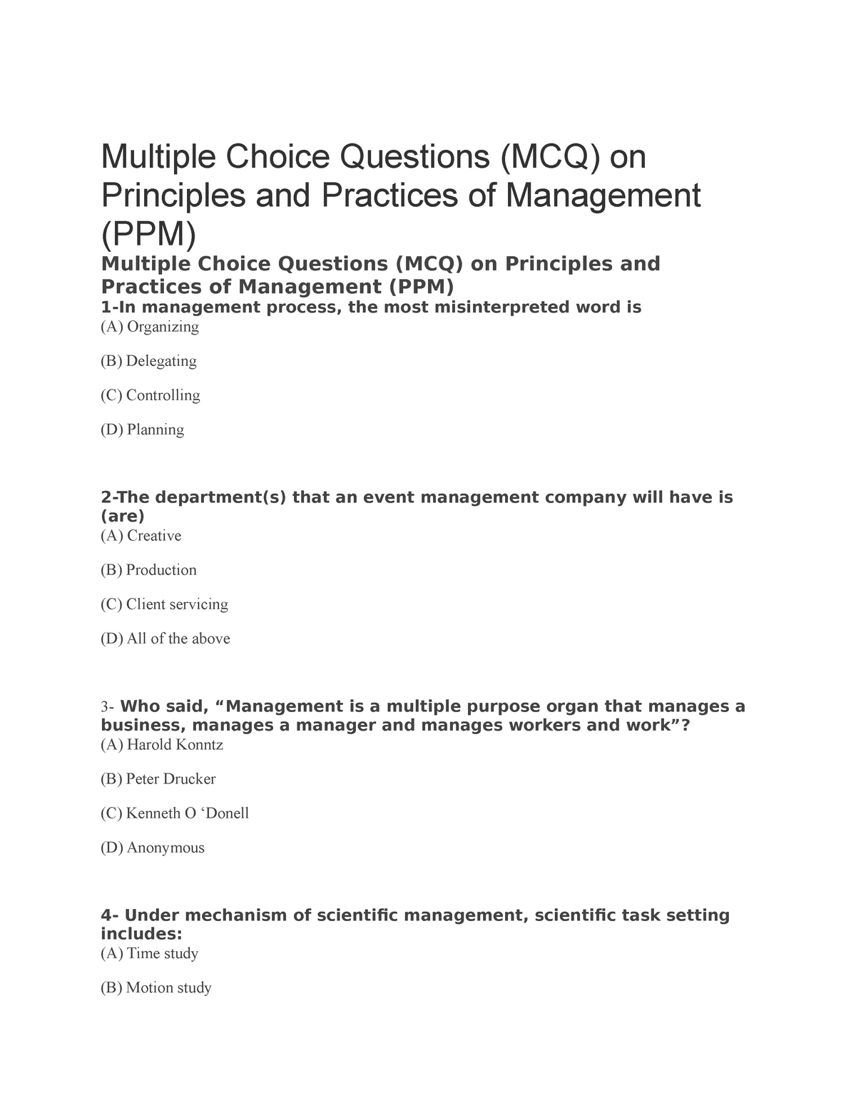 Multiple Choice Questions - (A) Science (B) Art (C) Creativity (D) All ...