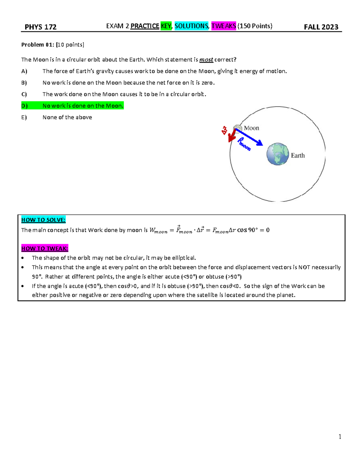 PHYS172 F23 Exam2- Practice- Solutions - PHYS 172 FALL 2023 Problem 01 ...