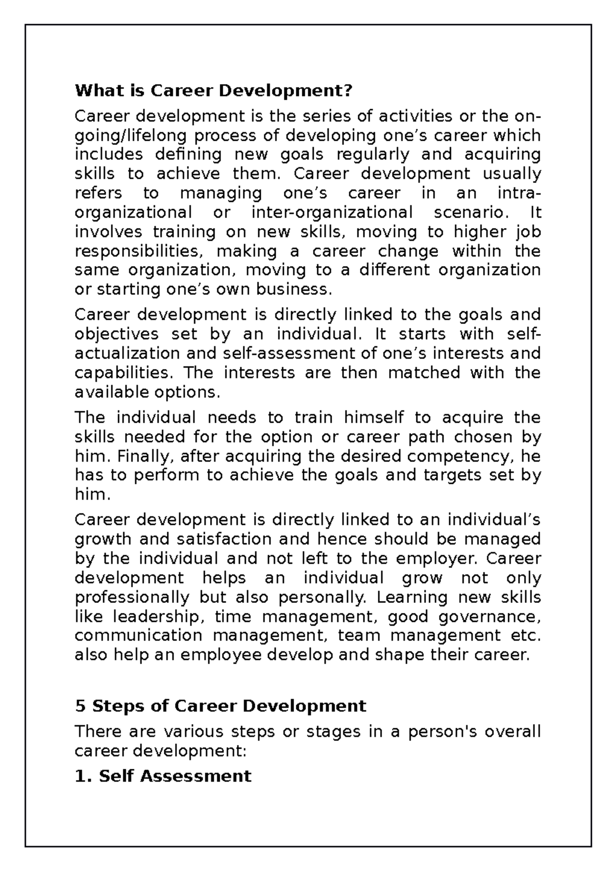 What Is Career Development What Is Career Development Career 