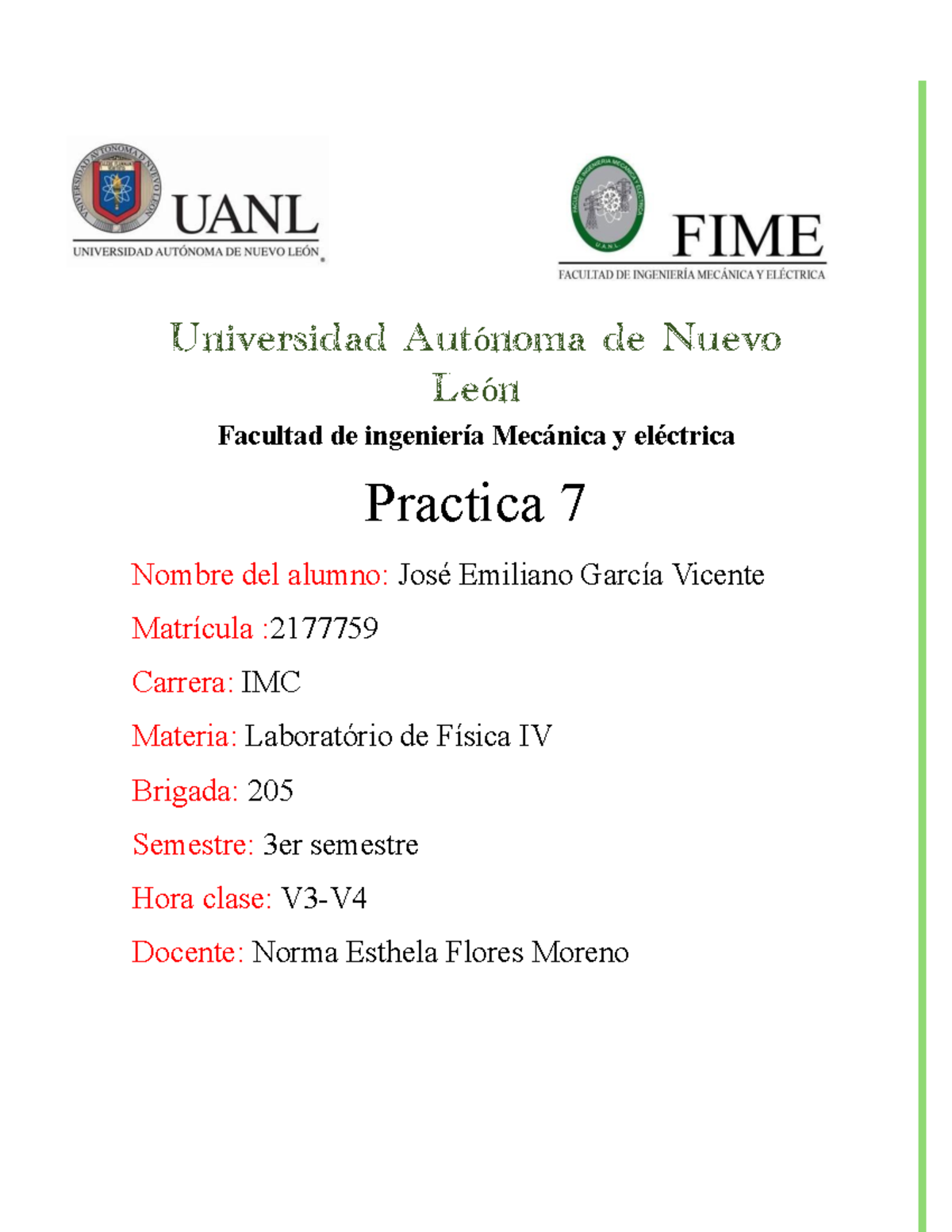 Practica#7 Lab Fisica 4 2177759 - Universidad Autónoma de Nuevo León ...