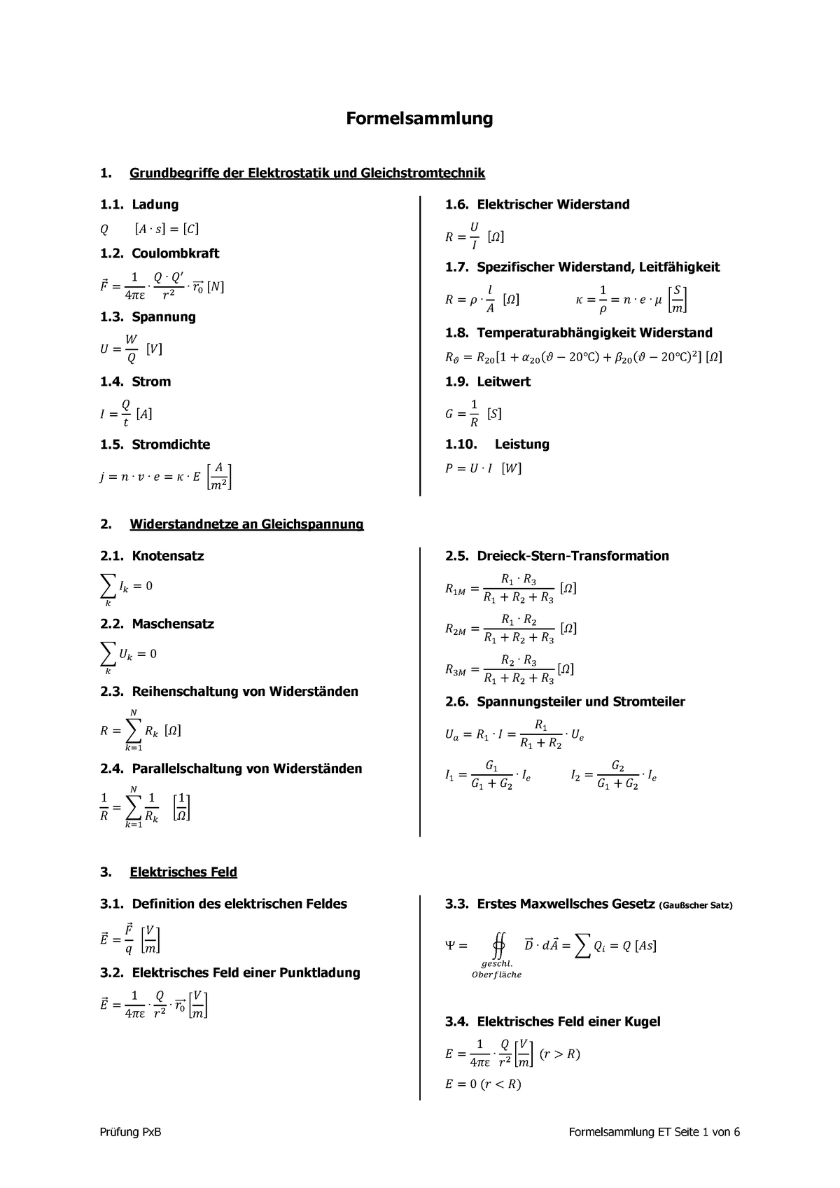 Formelsammlung Elektrotechnik