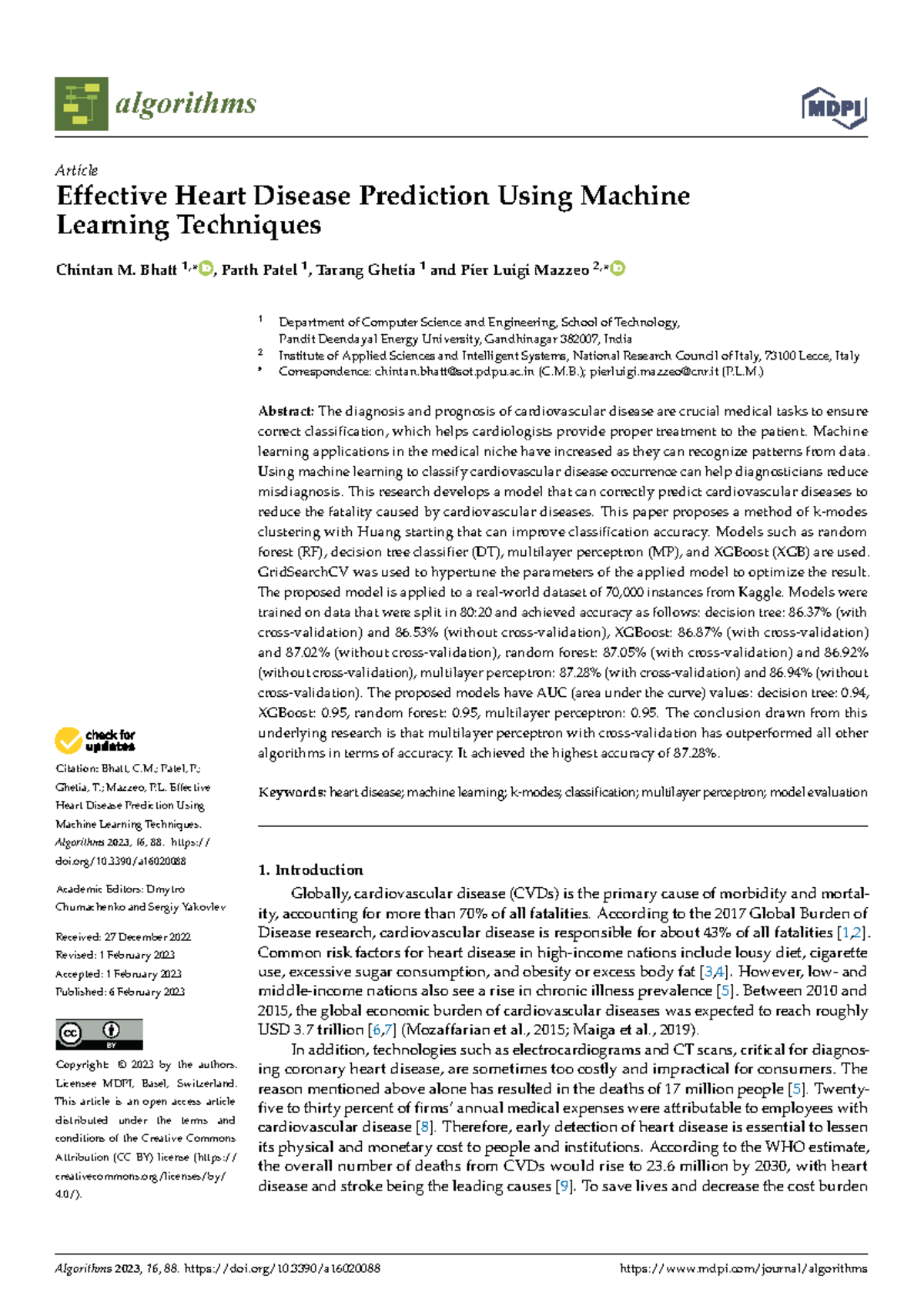 Effective Heart Disease Prediction Using Machine Learning Techniques ...