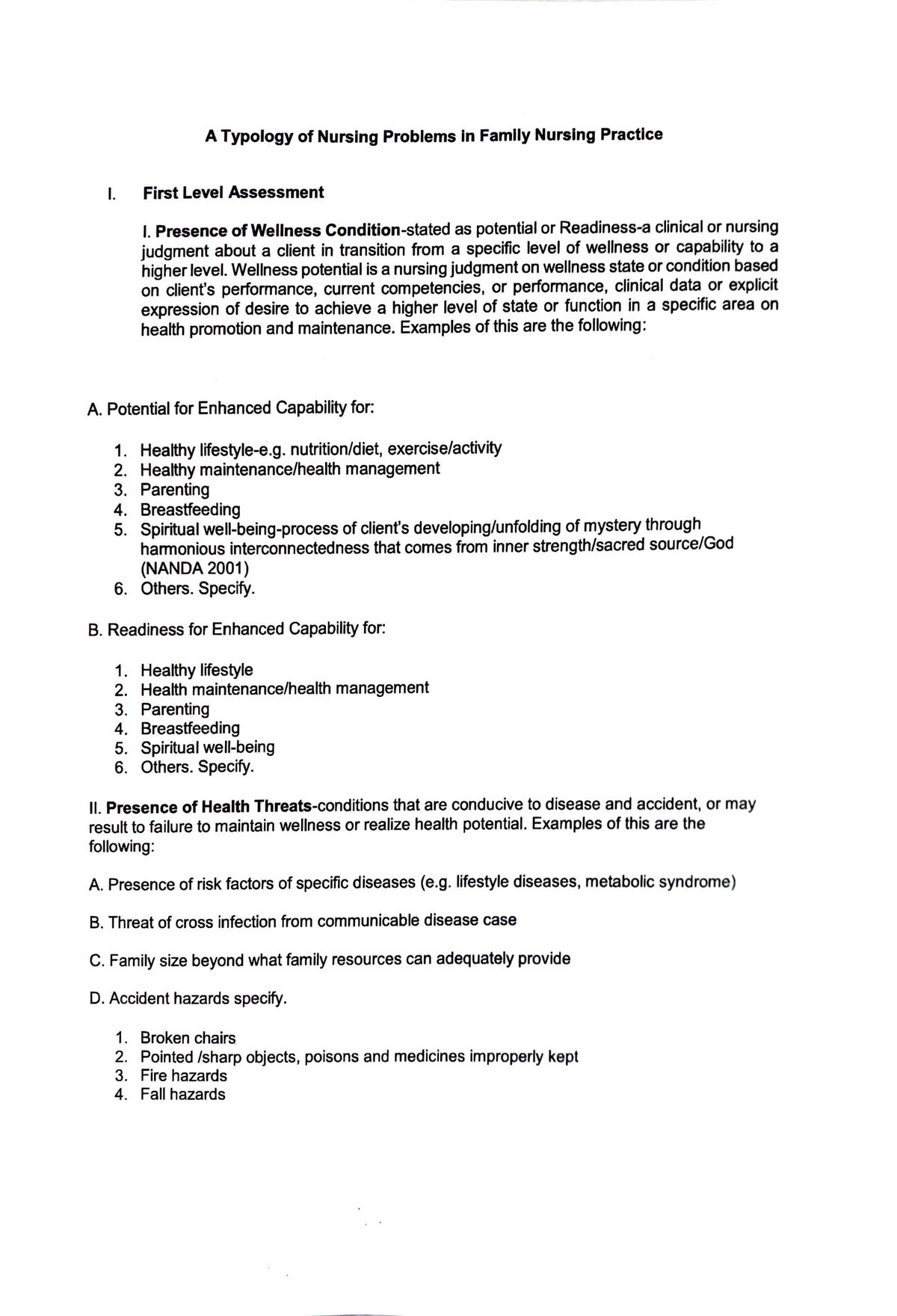 Typology Of Nursing Problems In Family Nursing Practice - First Level ...