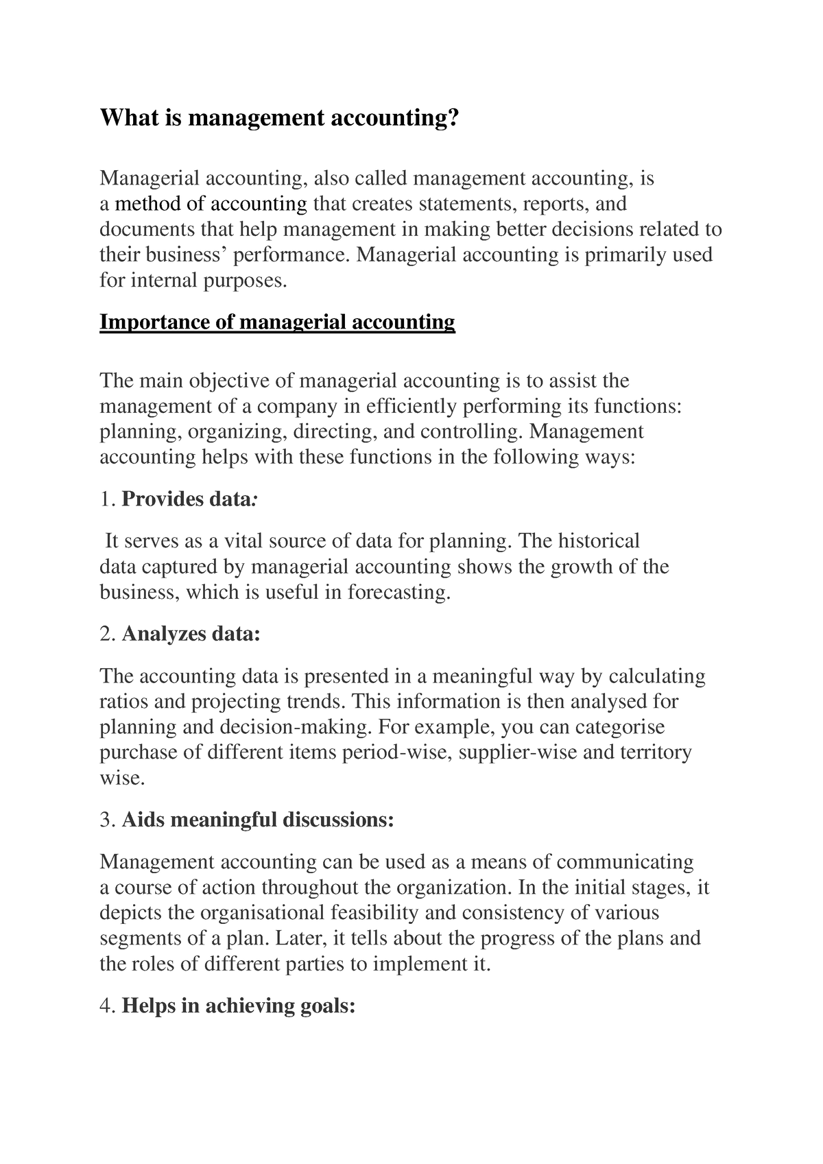 managerial accounting definition essay
