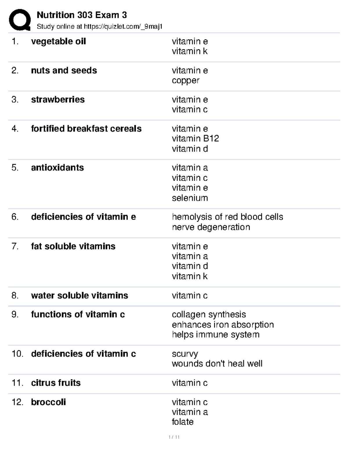 Nutrition 303 Exam 3 Practice Material for exam 3 Study online at