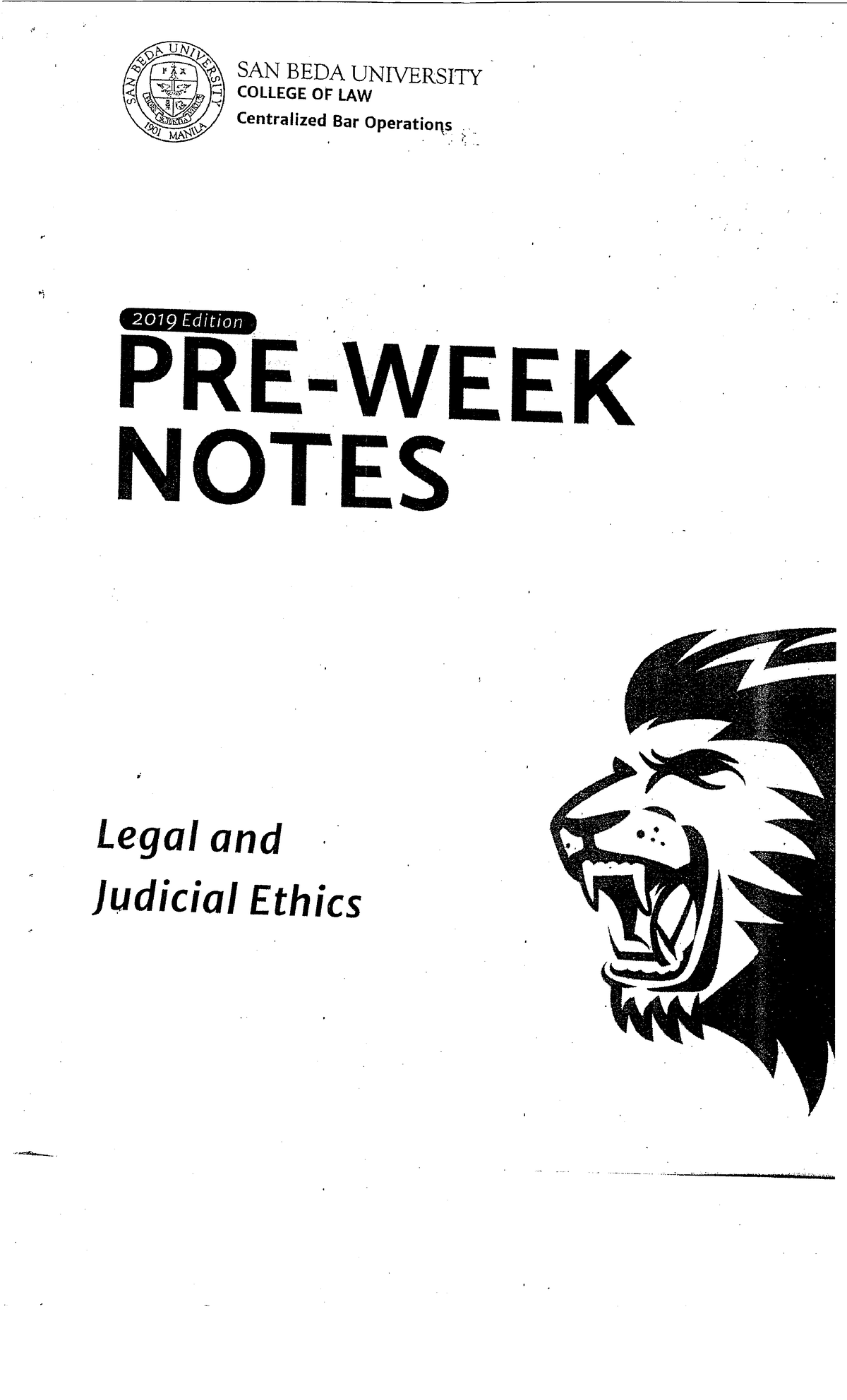 Legal Ethics Pre Week Bar Exam Notes Professional Conduct and ethical