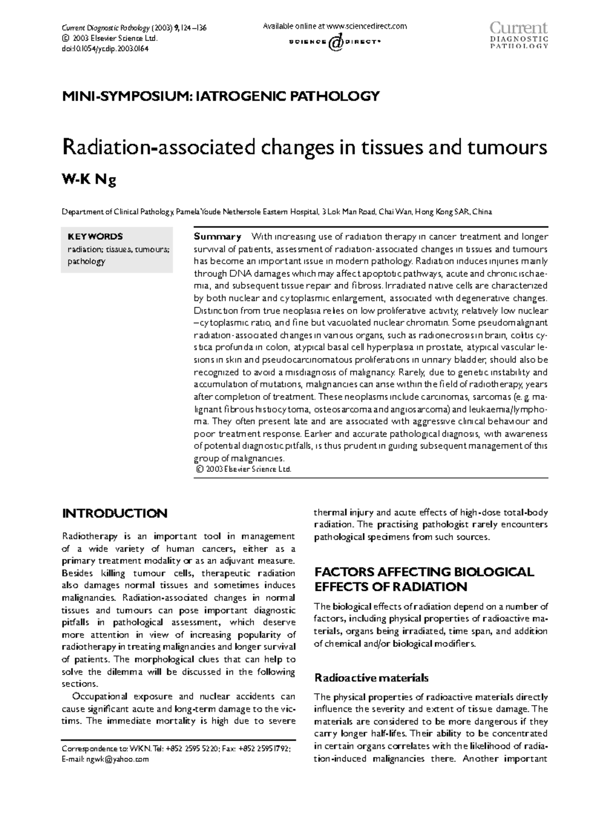 3 - Kiến thức lâm sàng - MINI-SYMPOSIUM: IATROGENIC PATHOLOGY Radiation ...